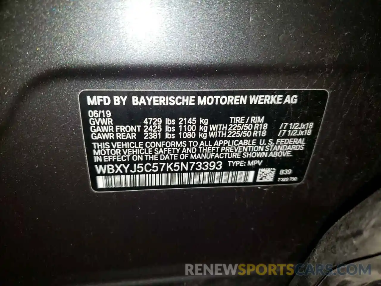 10 Фотография поврежденного автомобиля WBXYJ5C57K5N73393 BMW X2 2019