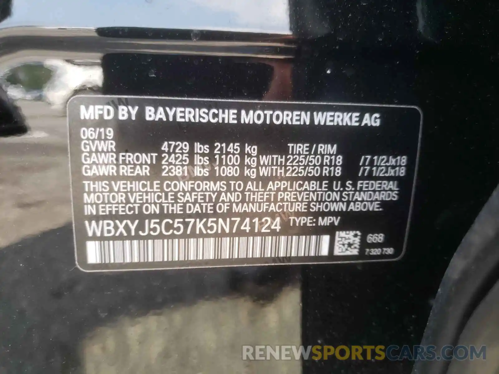 10 Photograph of a damaged car WBXYJ5C57K5N74124 BMW X2 2019