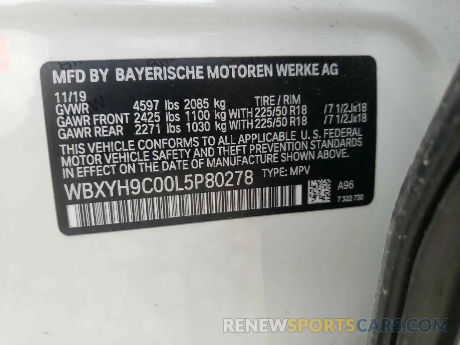 10 Photograph of a damaged car WBXYH9C00L5P80278 BMW X2 2020