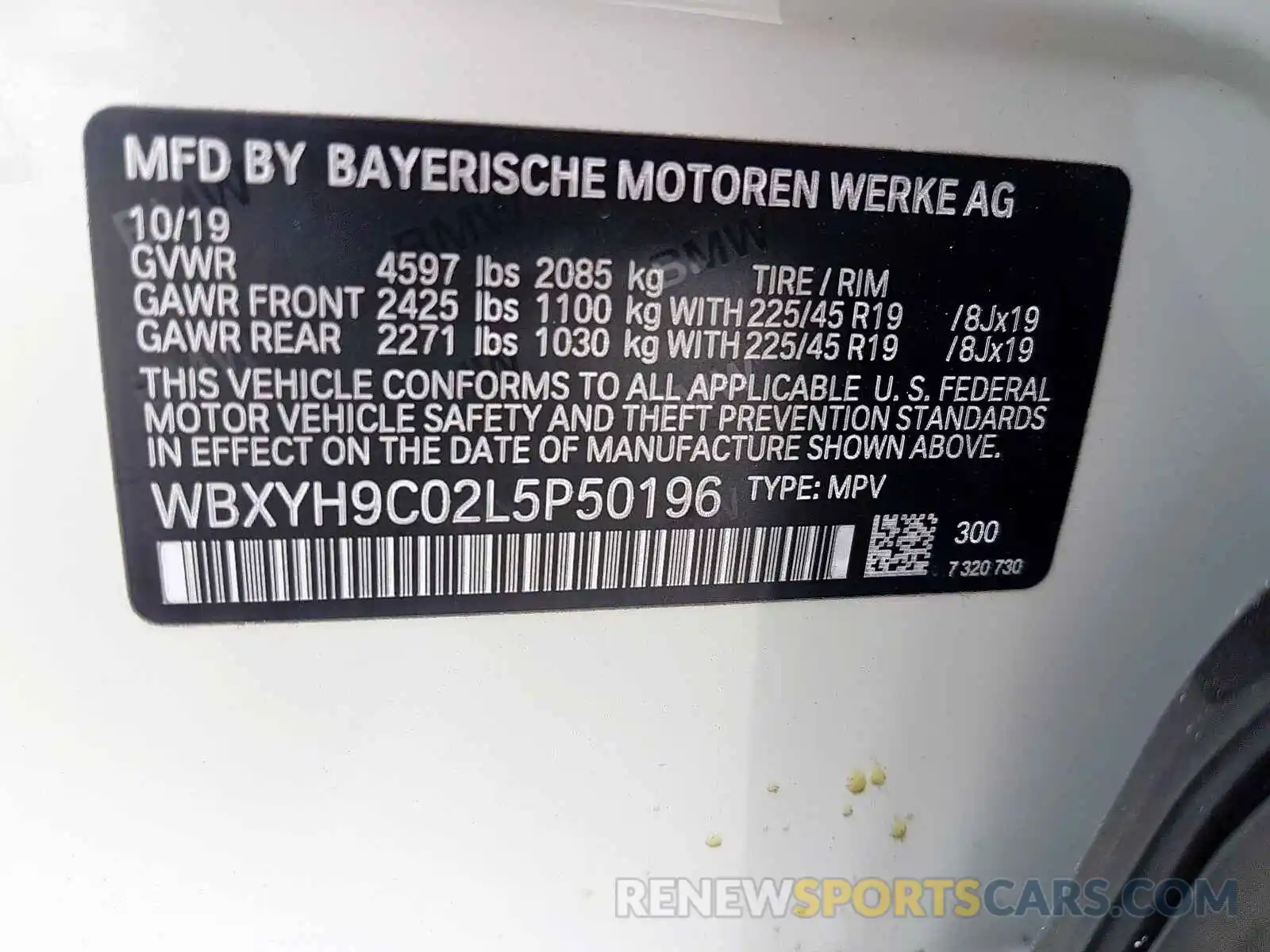 10 Photograph of a damaged car WBXYH9C02L5P50196 BMW X2 2020