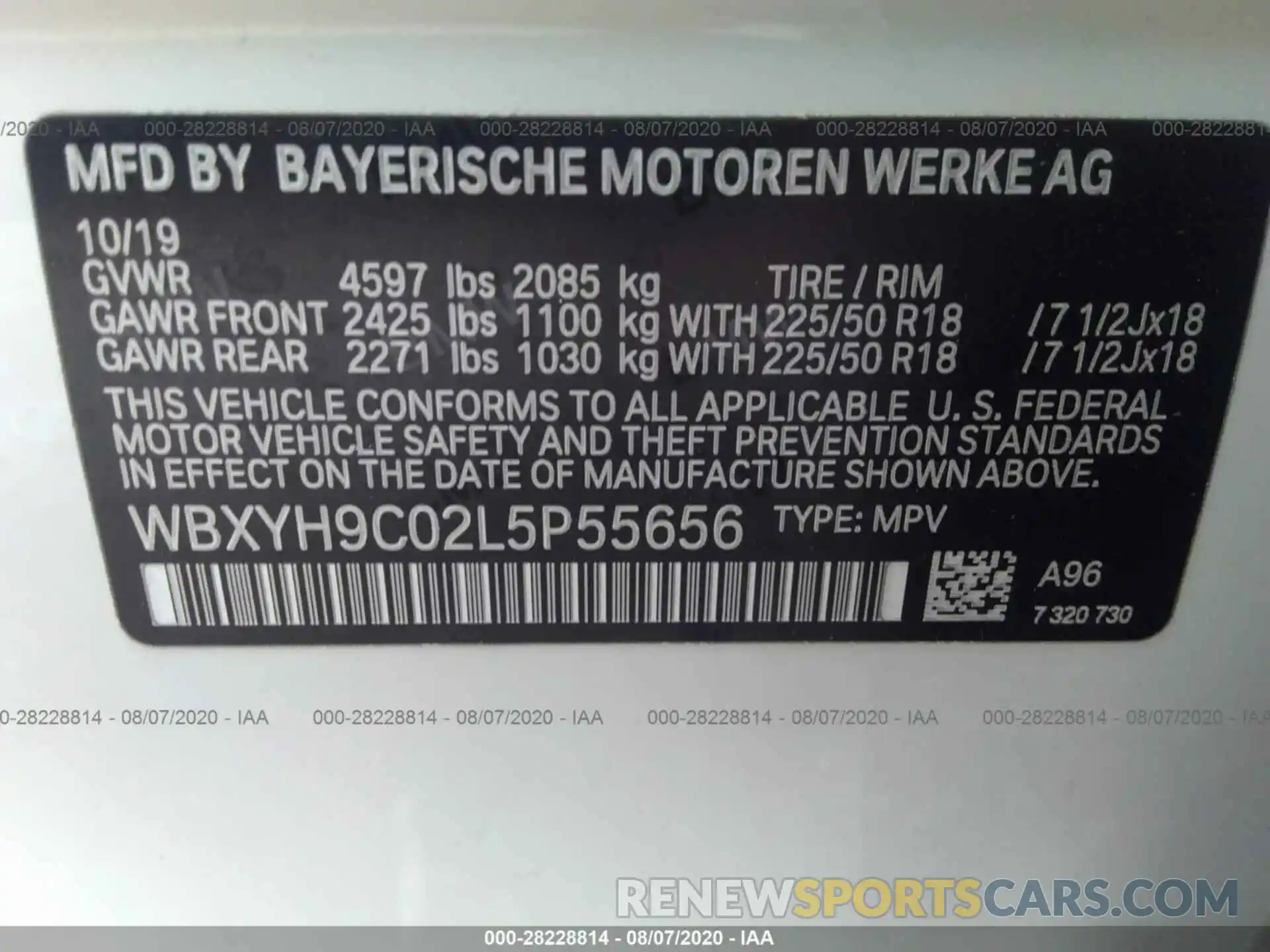 9 Photograph of a damaged car WBXYH9C02L5P55656 BMW X2 2020