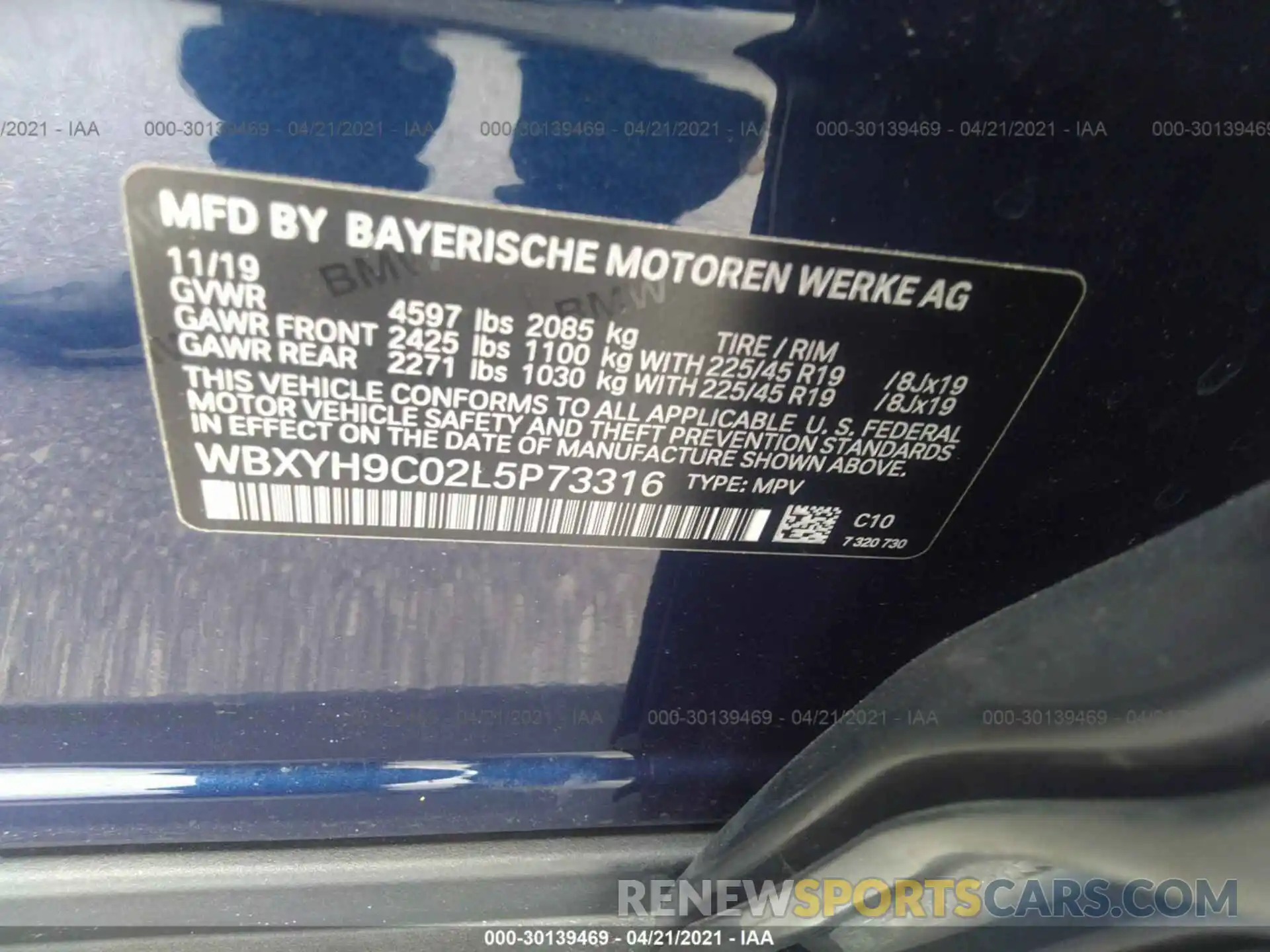 9 Photograph of a damaged car WBXYH9C02L5P73316 BMW X2 2020