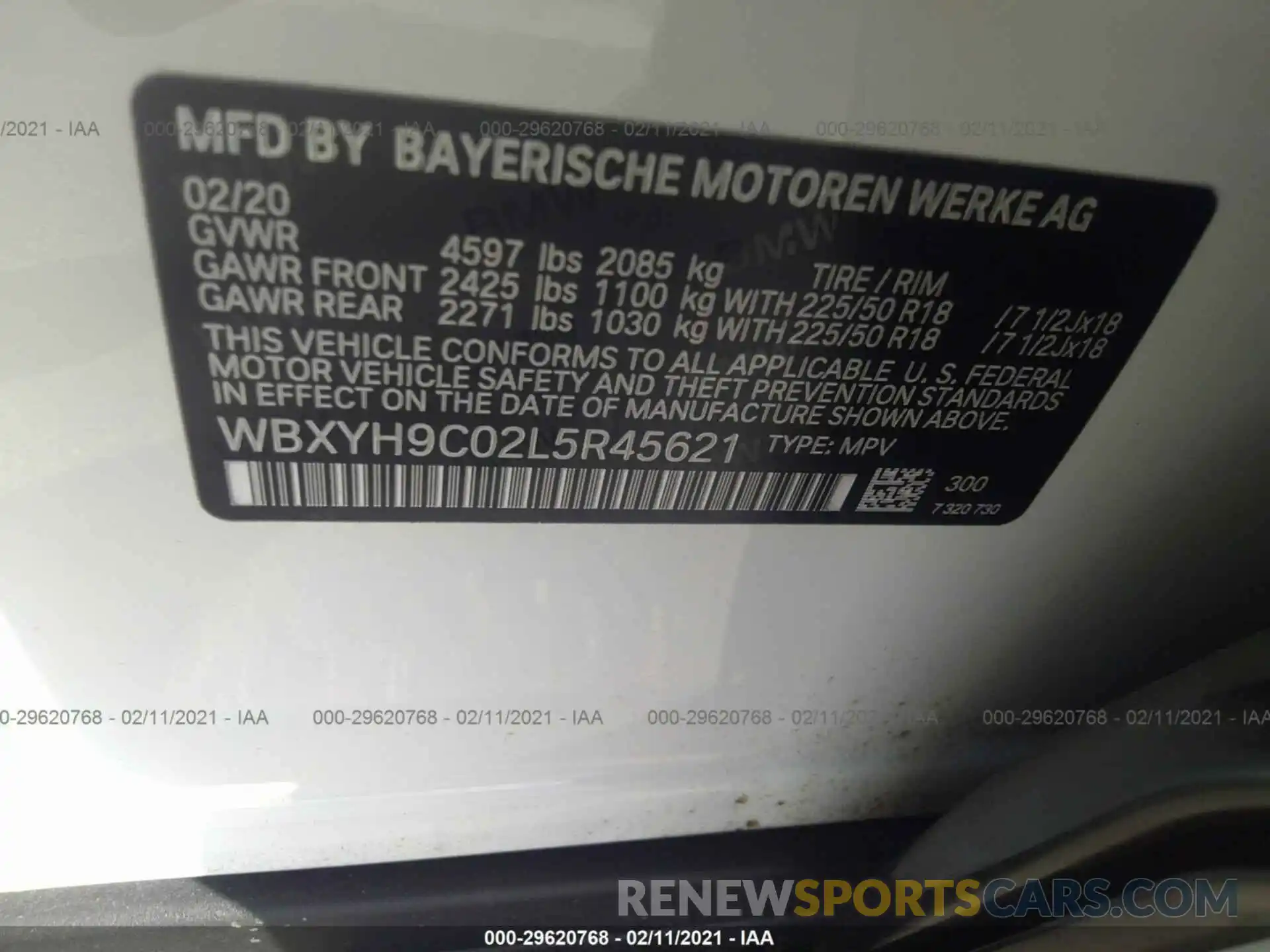9 Photograph of a damaged car WBXYH9C02L5R45621 BMW X2 2020