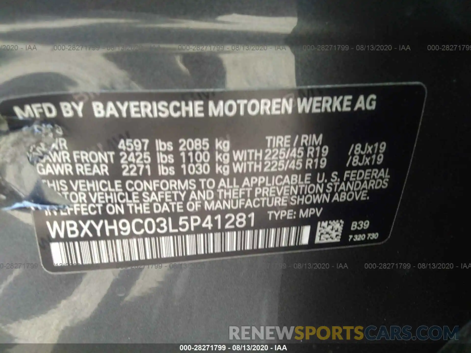 9 Photograph of a damaged car WBXYH9C03L5P41281 BMW X2 2020