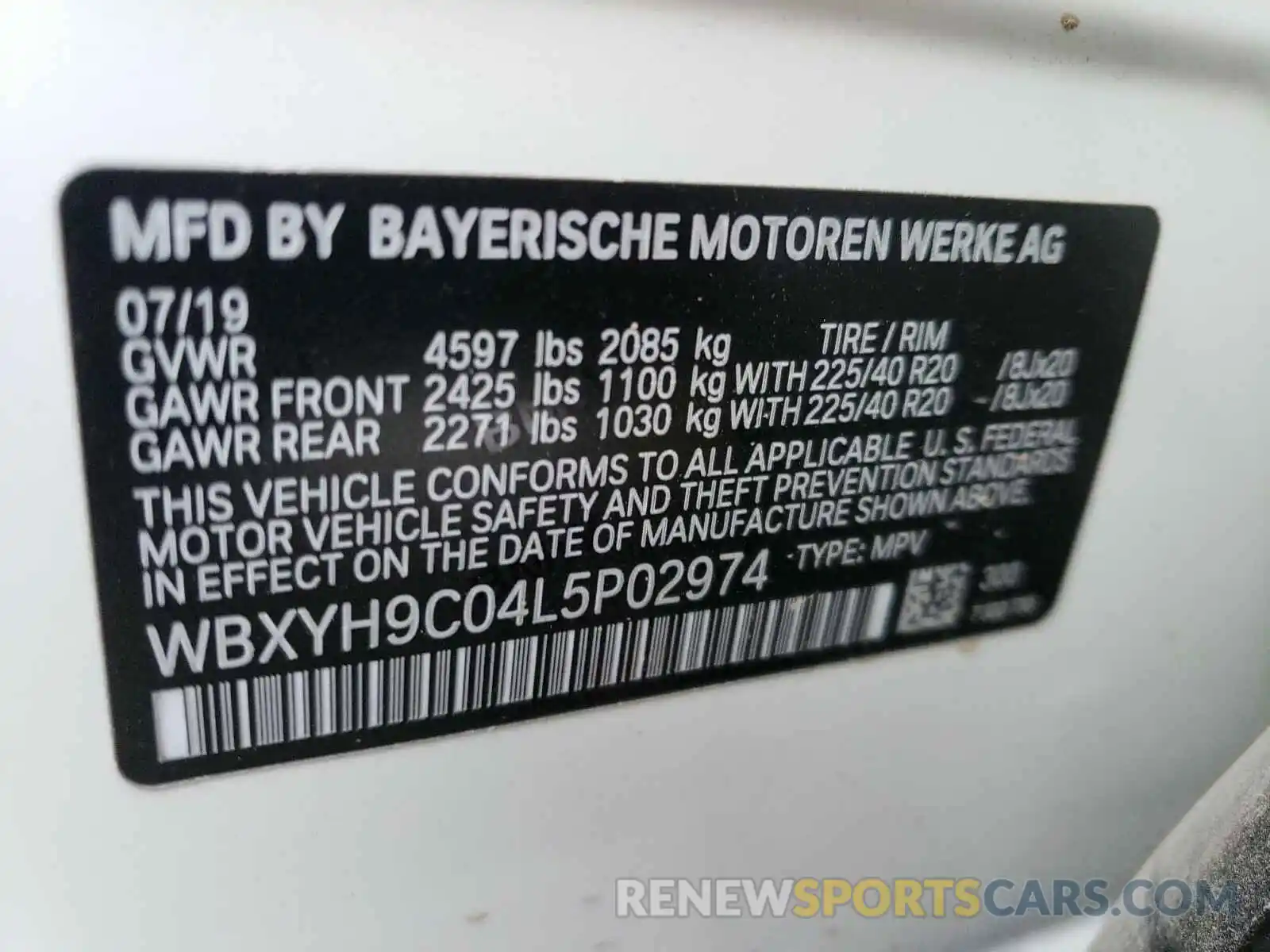10 Photograph of a damaged car WBXYH9C04L5P02974 BMW X2 2020