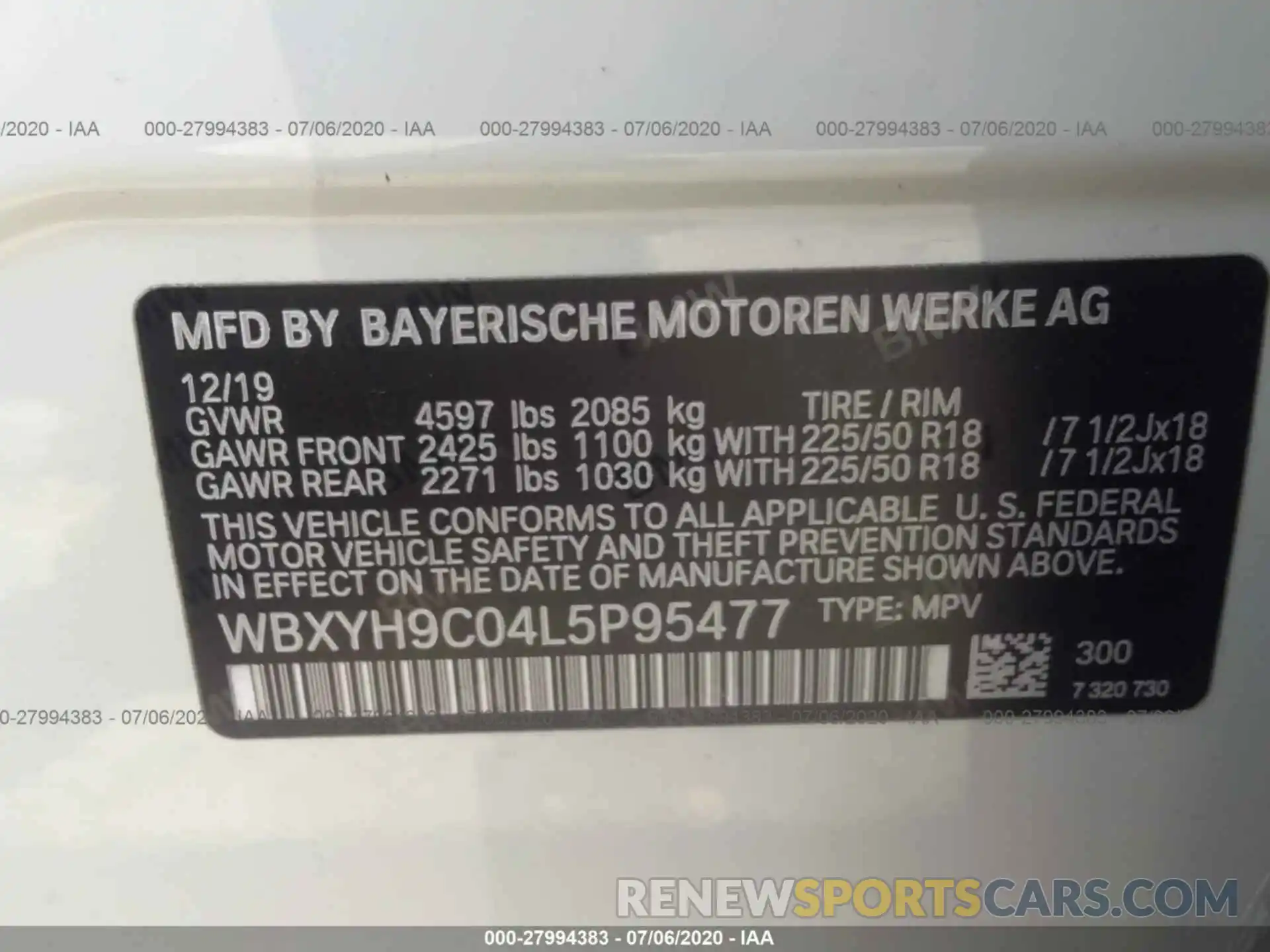 9 Photograph of a damaged car WBXYH9C04L5P95477 BMW X2 2020