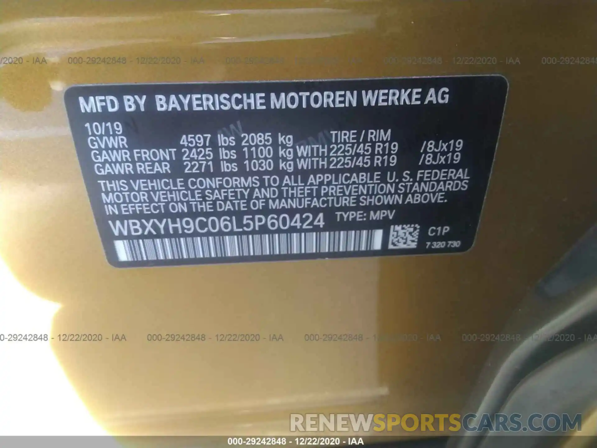 9 Фотография поврежденного автомобиля WBXYH9C06L5P60424 BMW X2 2020