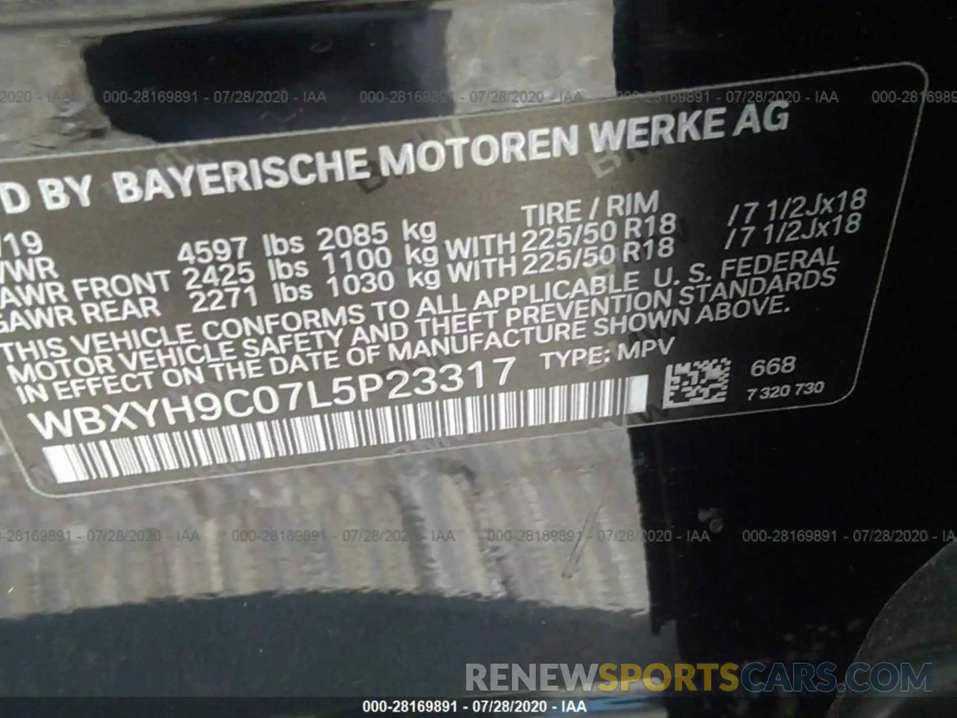 9 Photograph of a damaged car WBXYH9C07L5P23317 BMW X2 2020