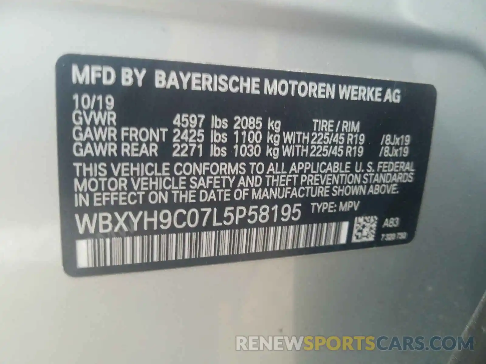10 Photograph of a damaged car WBXYH9C07L5P58195 BMW X2 2020