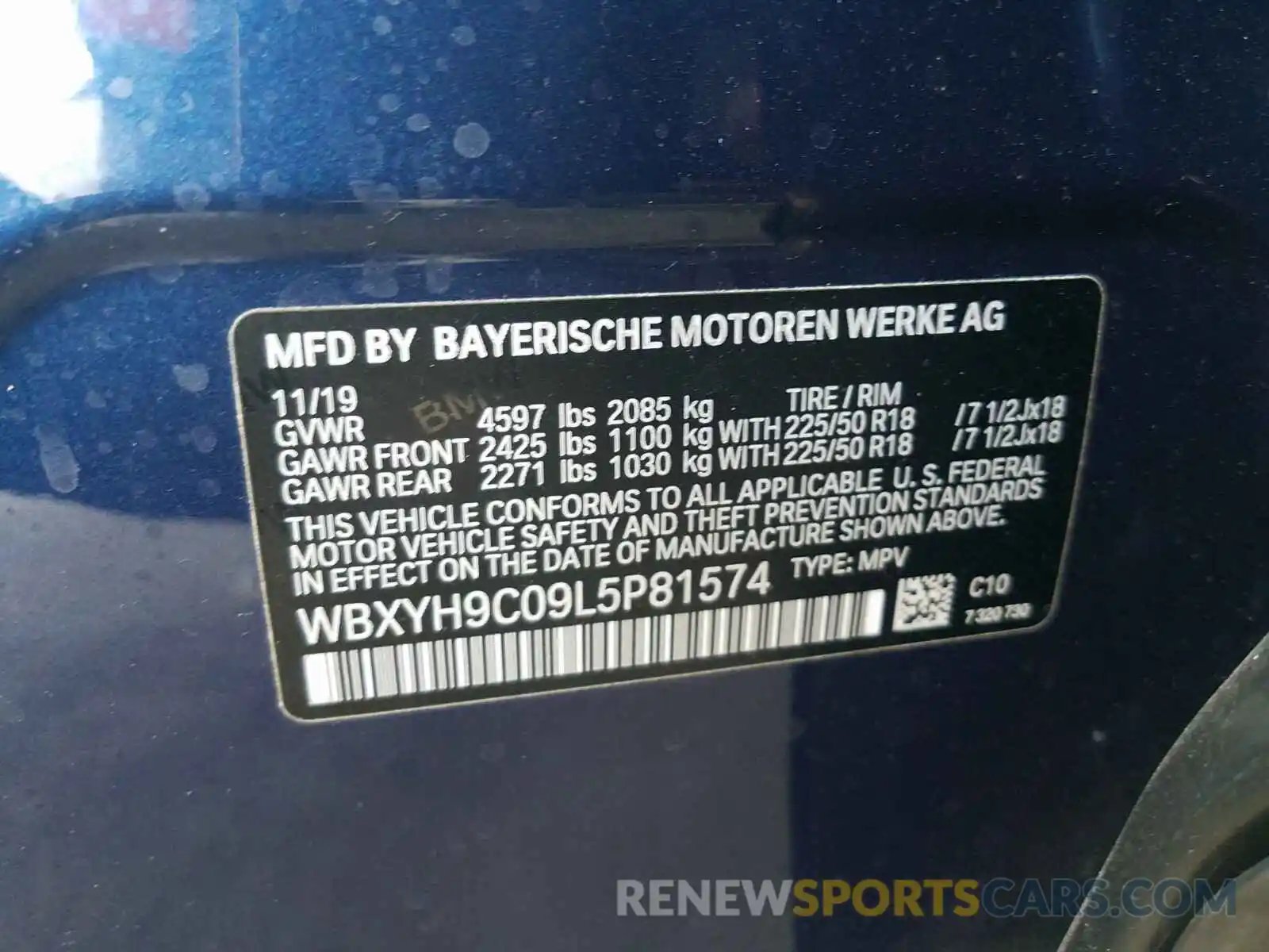 10 Photograph of a damaged car WBXYH9C09L5P81574 BMW X2 2020