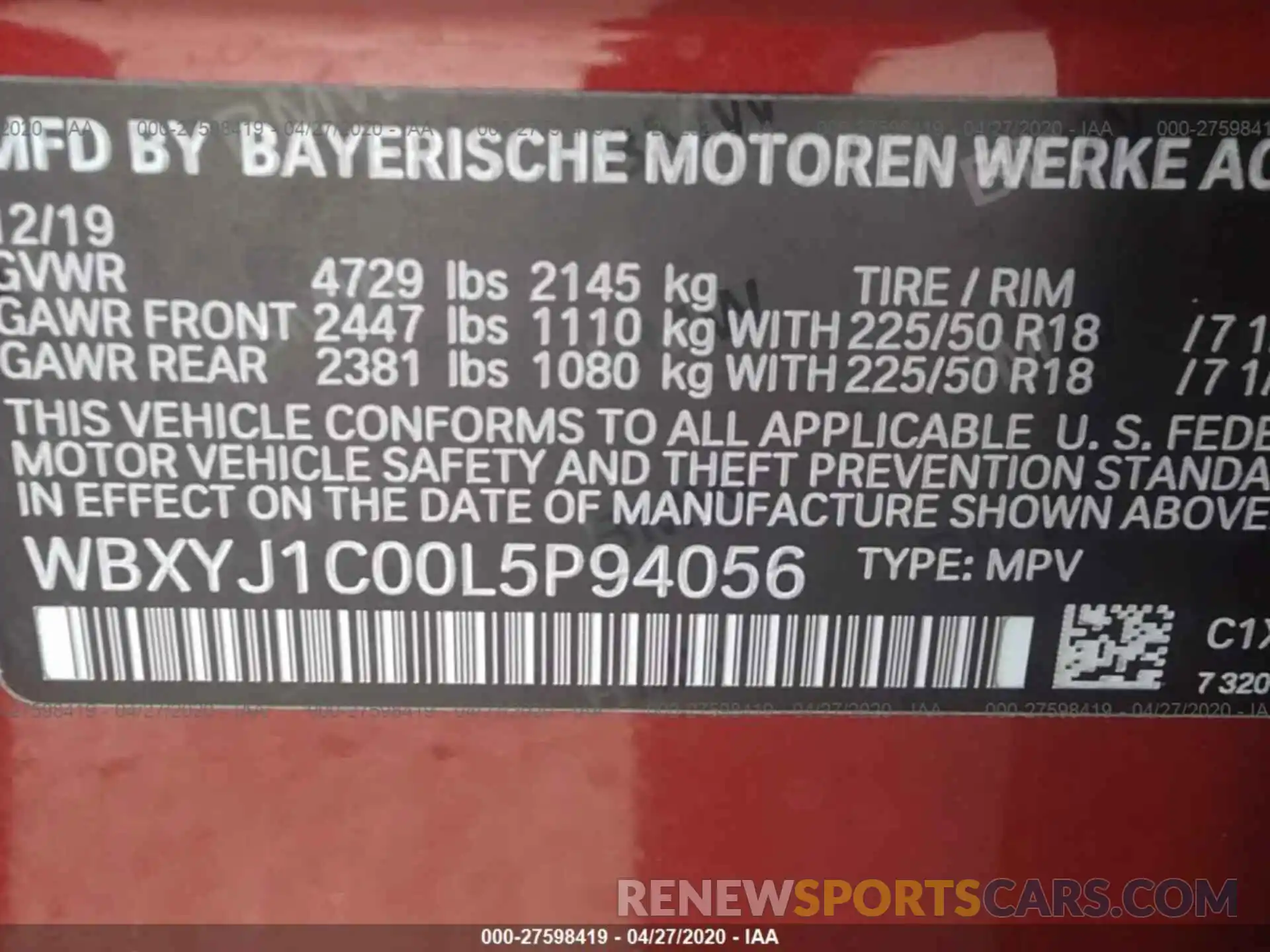 9 Фотография поврежденного автомобиля WBXYJ1C00L5P94056 BMW X2 2020