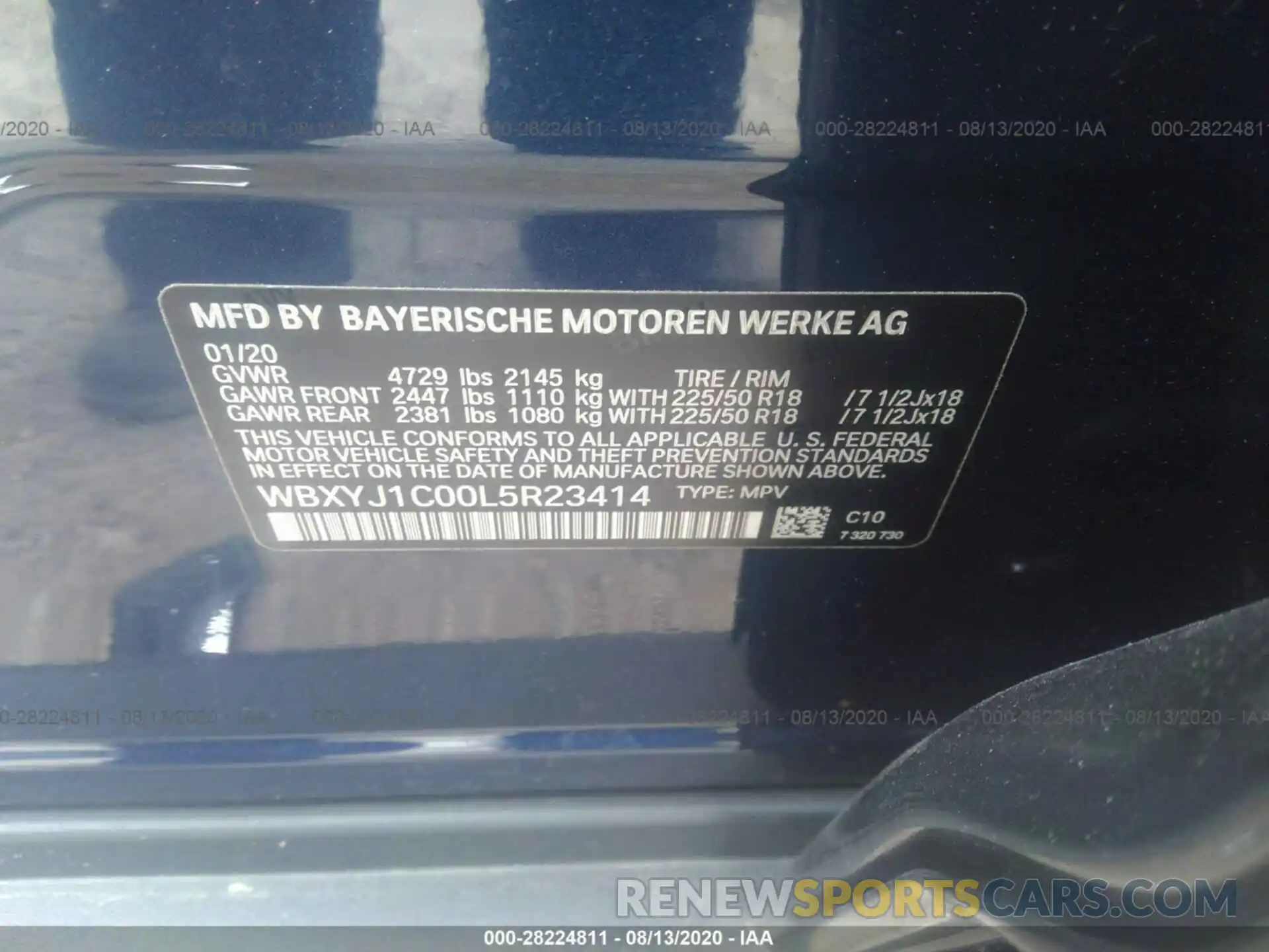 9 Photograph of a damaged car WBXYJ1C00L5R23414 BMW X2 2020