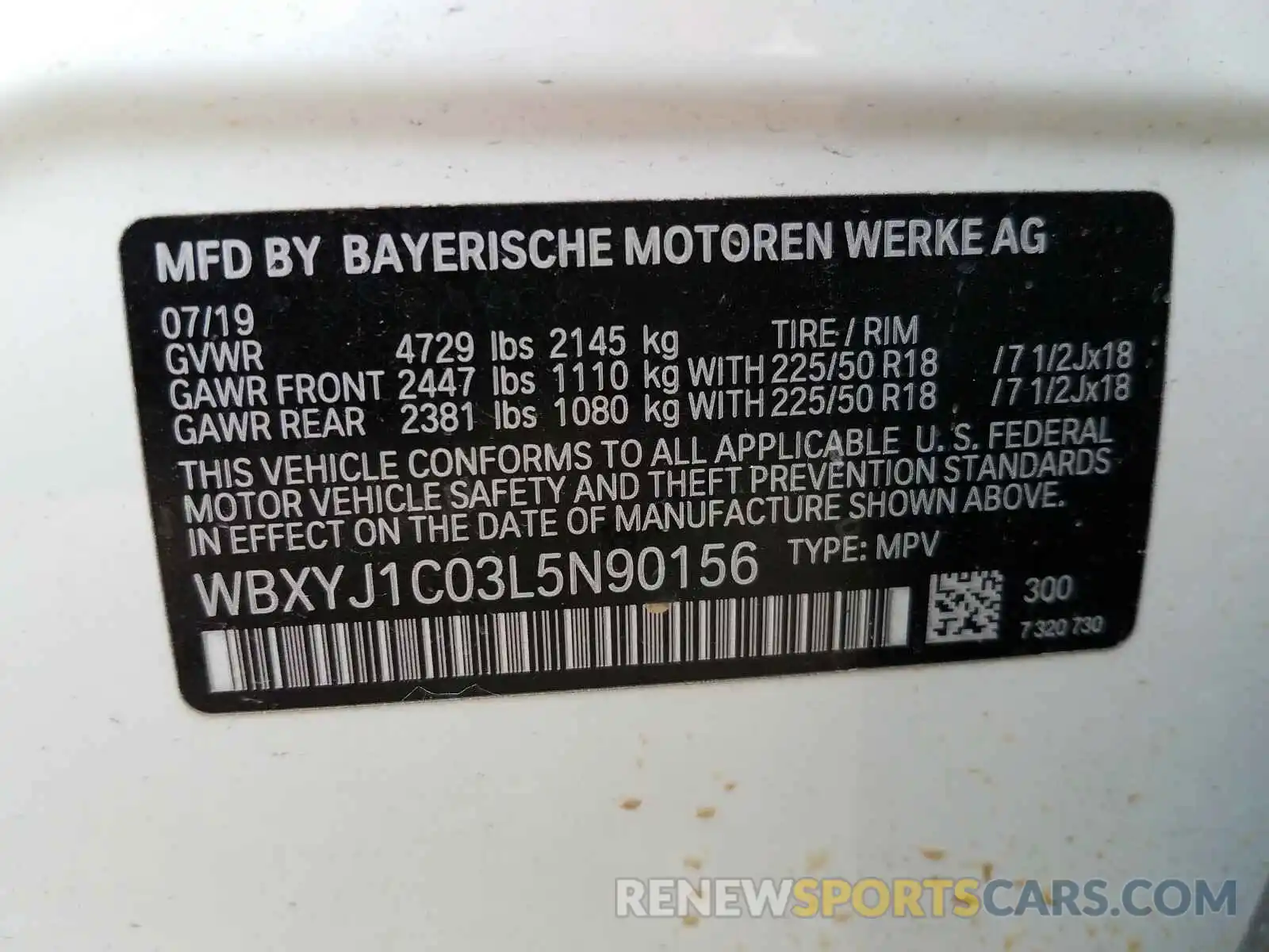 10 Photograph of a damaged car WBXYJ1C03L5N90156 BMW X2 2020