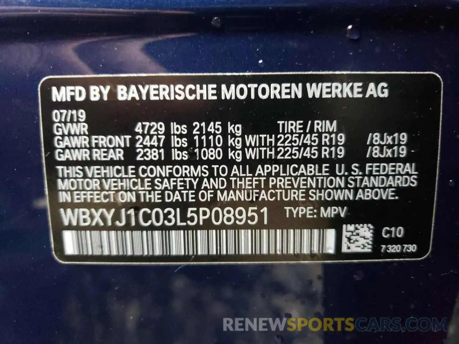 10 Photograph of a damaged car WBXYJ1C03L5P08951 BMW X2 2020