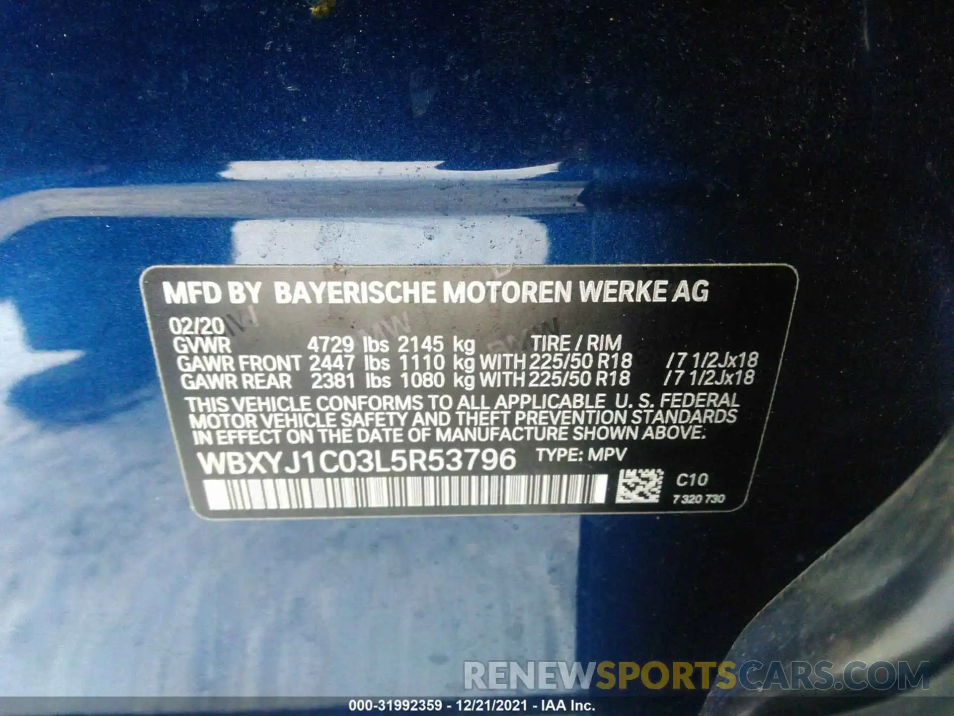 9 Фотография поврежденного автомобиля WBXYJ1C03L5R53796 BMW X2 2020