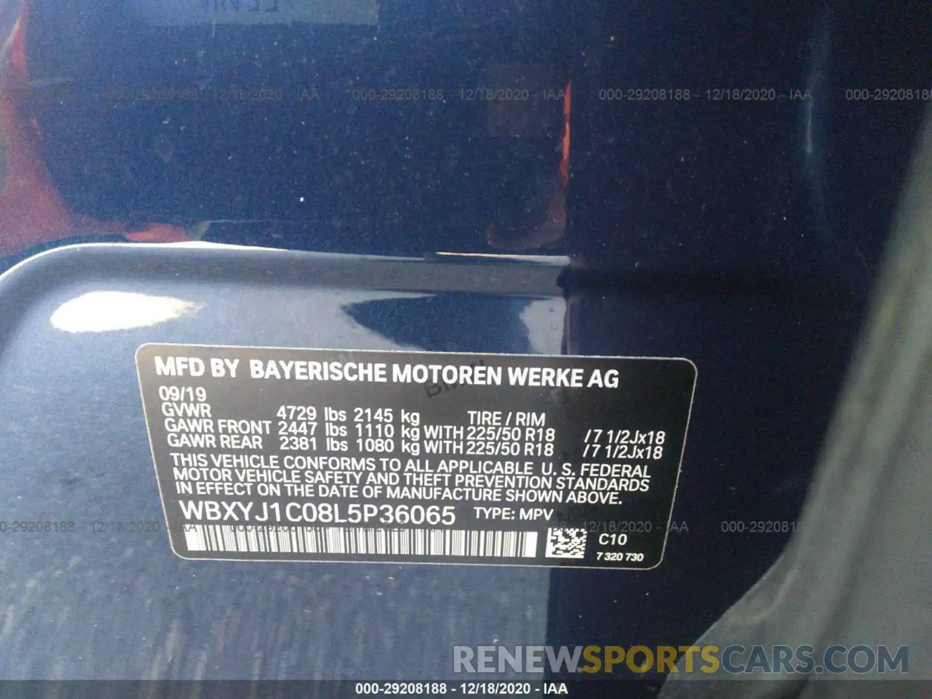9 Photograph of a damaged car WBXYJ1C08L5P36065 BMW X2 2020