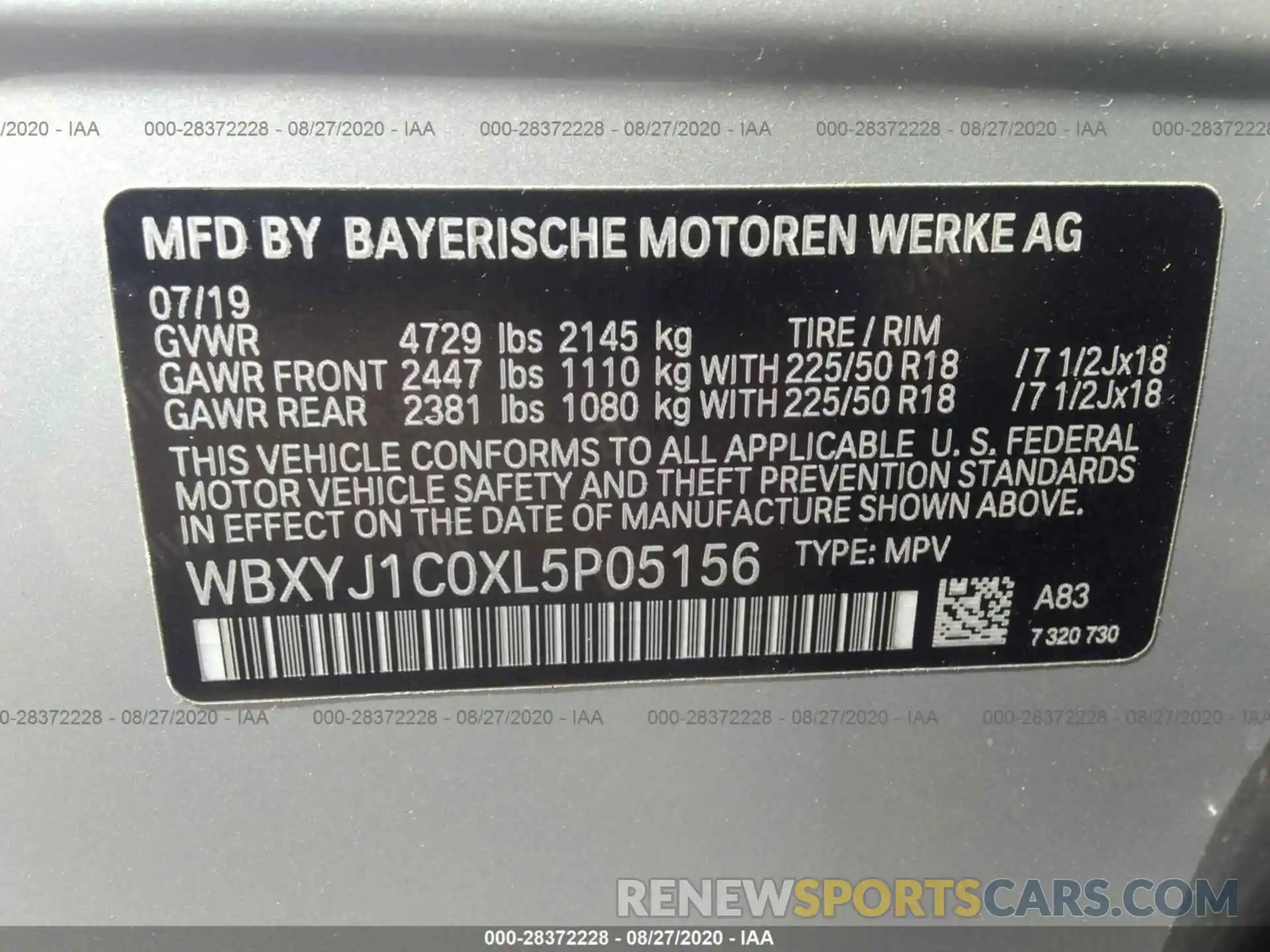 9 Photograph of a damaged car WBXYJ1C0XL5P05156 BMW X2 2020