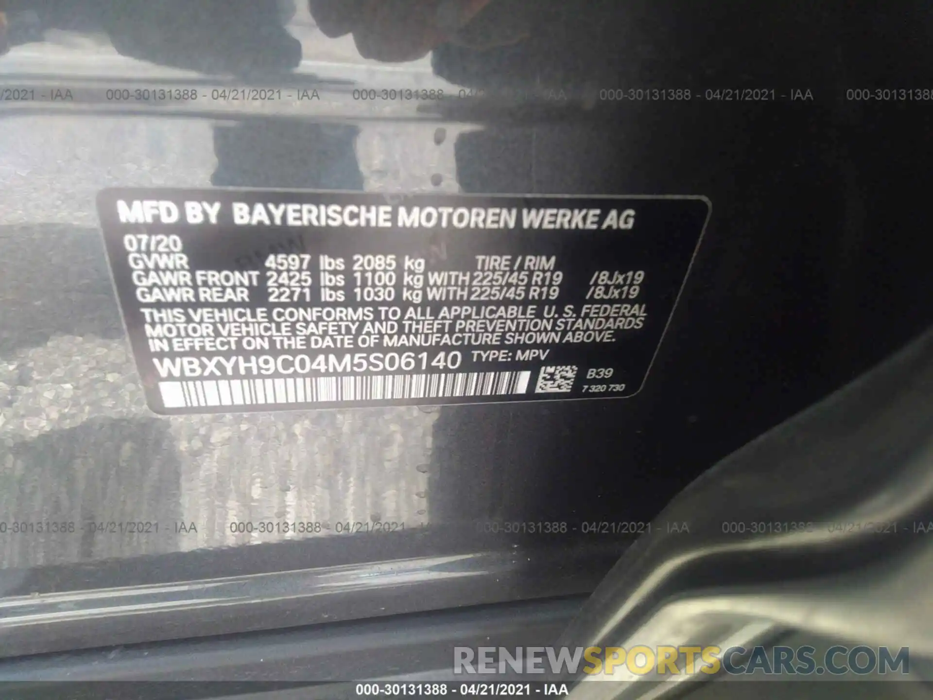 9 Photograph of a damaged car WBXYH9C04M5S06140 BMW X2 2021