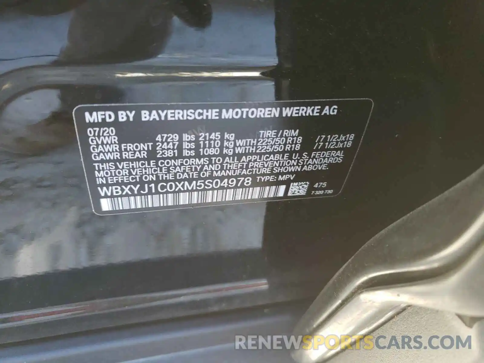 10 Photograph of a damaged car WBXYJ1C0XM5S04978 BMW X2 2021