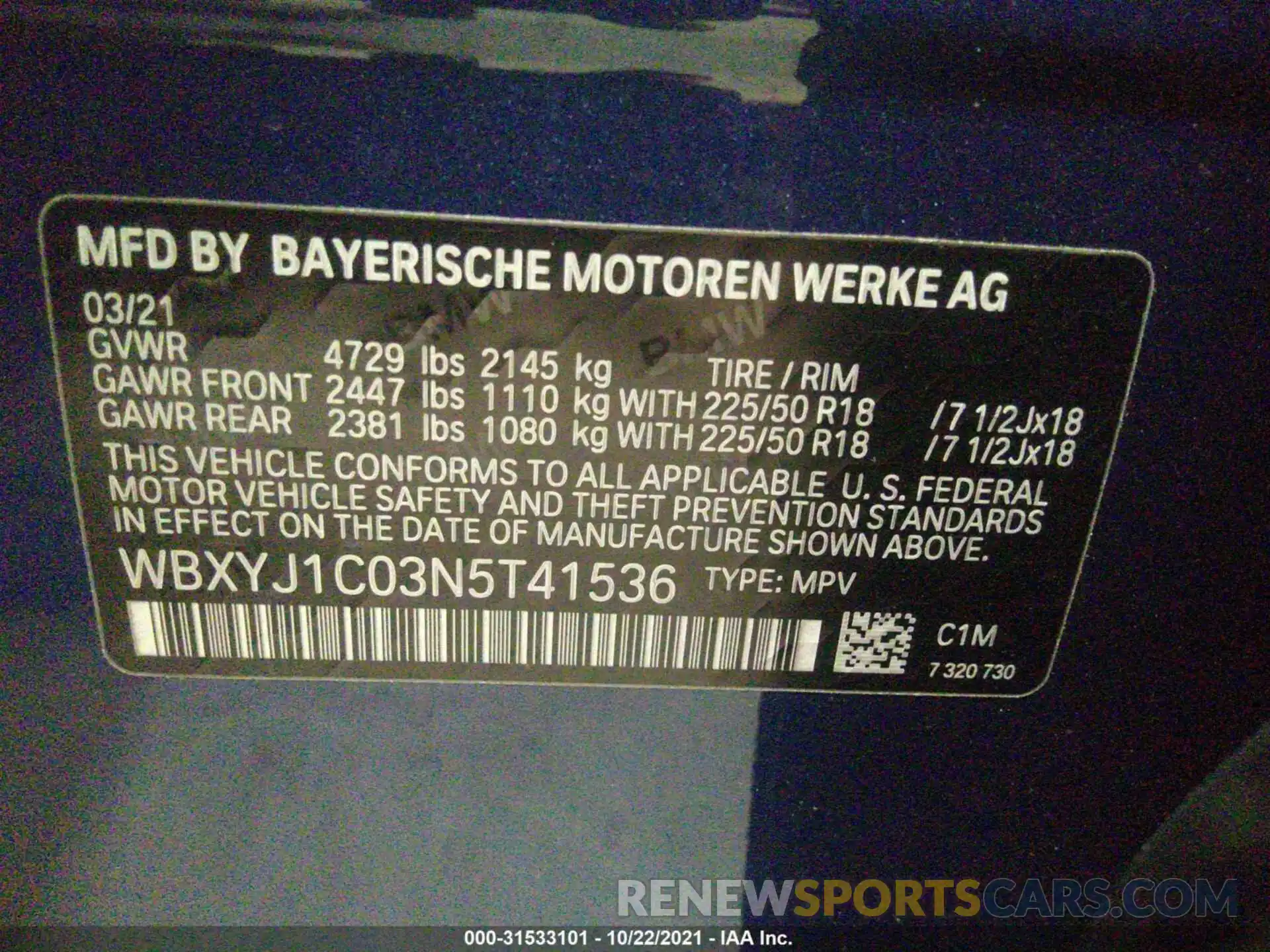 9 Фотография поврежденного автомобиля WBXYJ1C03N5T41536 BMW X2 2022