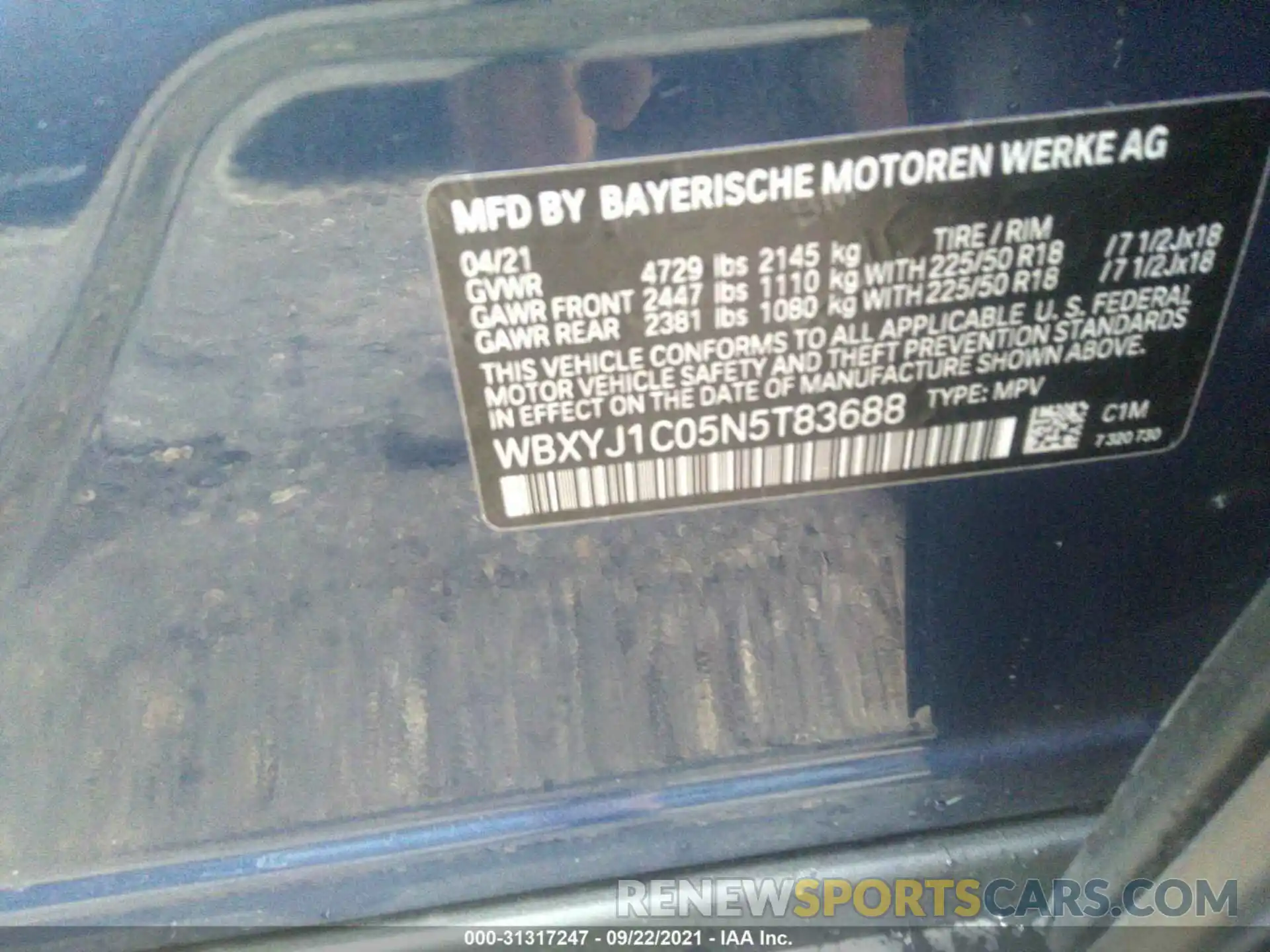 9 Фотография поврежденного автомобиля WBXYJ1C05N5T83688 BMW X2 2022