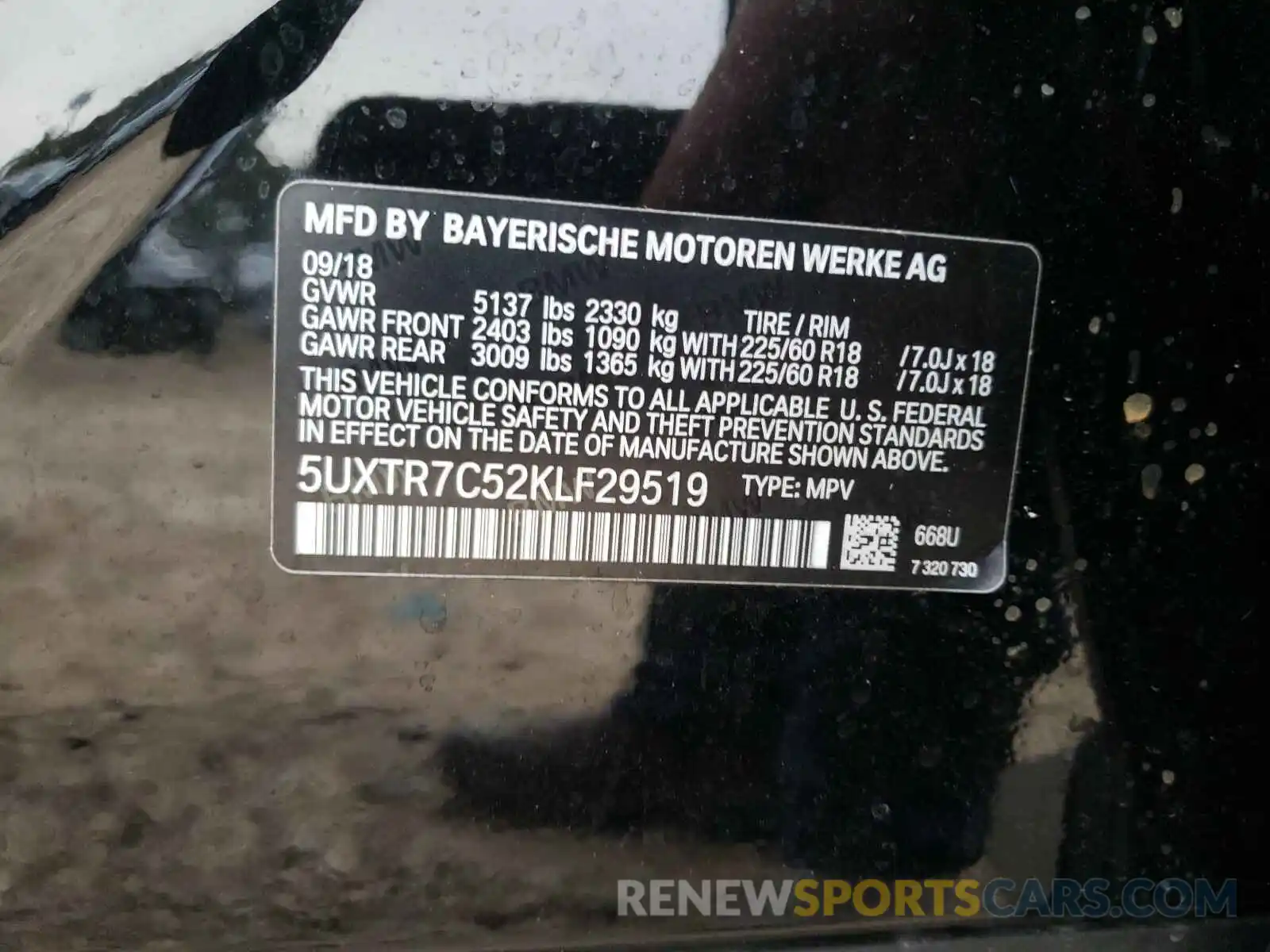 10 Фотография поврежденного автомобиля 5UXTR7C52KLF29519 BMW X3 2019