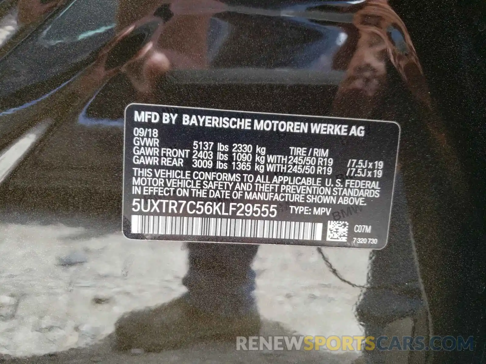 10 Фотография поврежденного автомобиля 5UXTR7C56KLF29555 BMW X3 2019