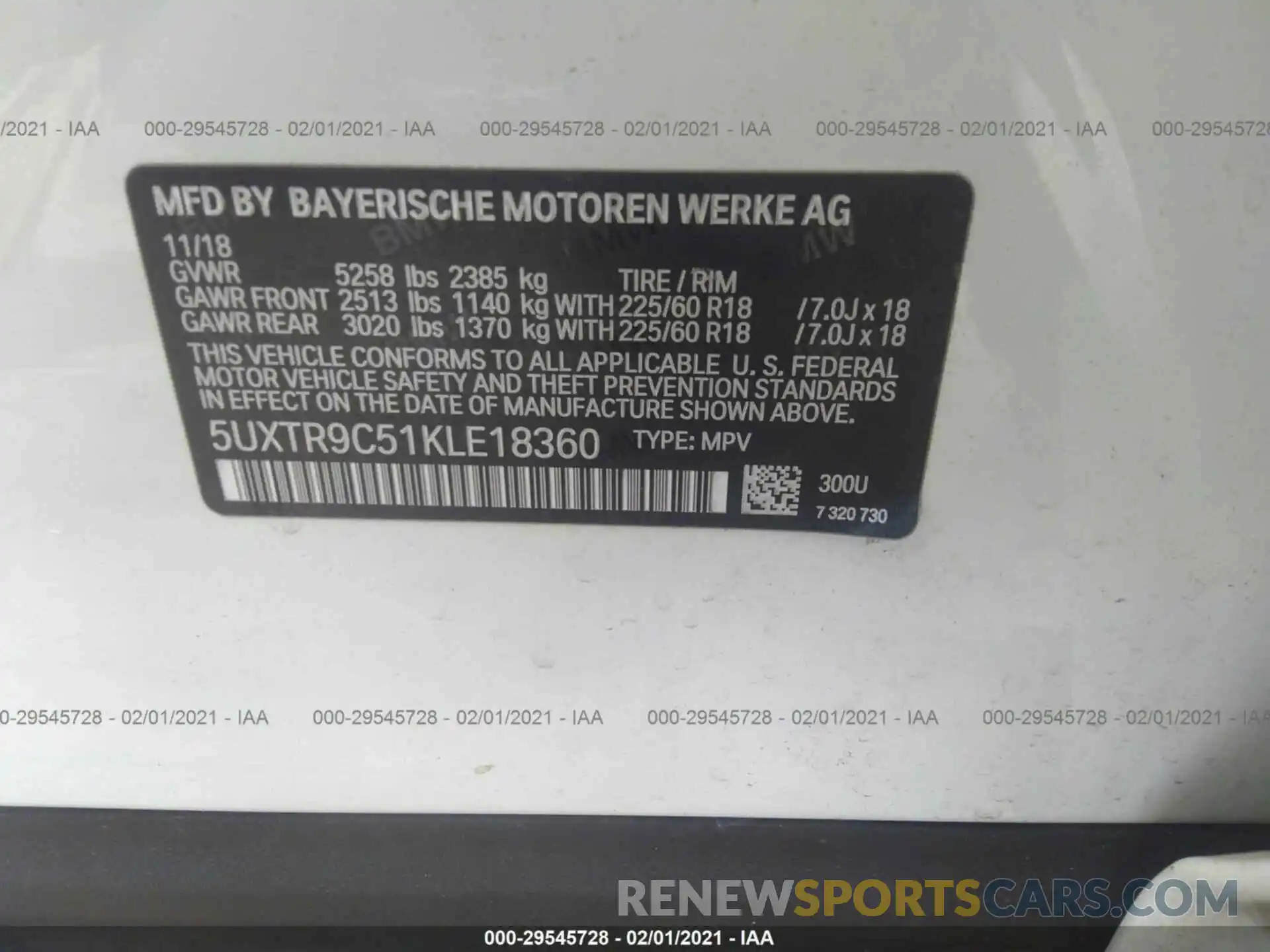 9 Photograph of a damaged car 5UXTR9C51KLE18360 BMW X3 2019