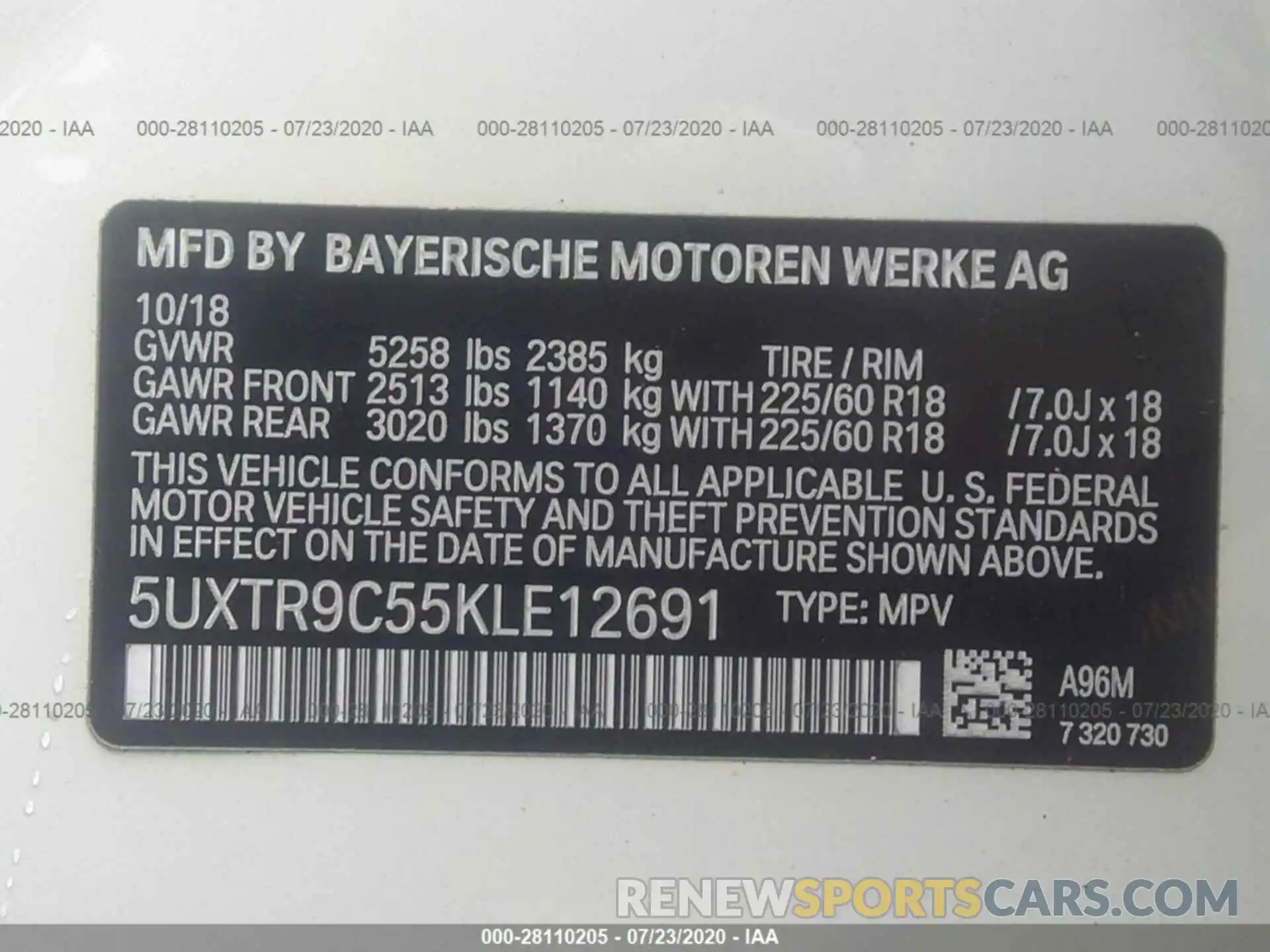 9 Фотография поврежденного автомобиля 5UXTR9C55KLE12691 BMW X3 2019