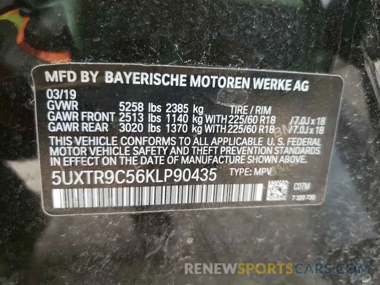 10 Фотография поврежденного автомобиля 5UXTR9C56KLP90435 BMW X3 2019