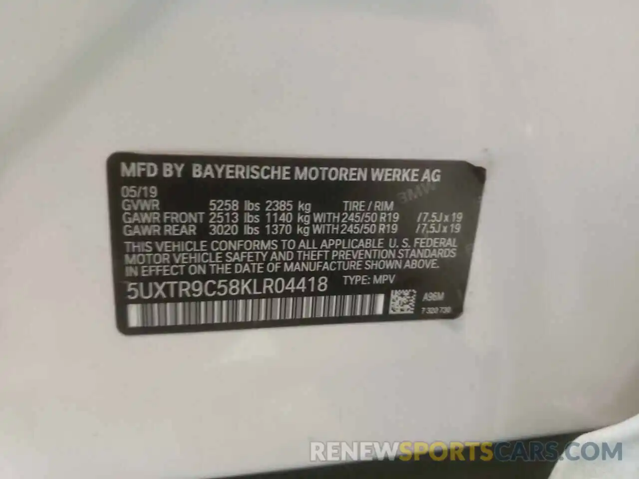 10 Фотография поврежденного автомобиля 5UXTR9C58KLR04418 BMW X3 2019