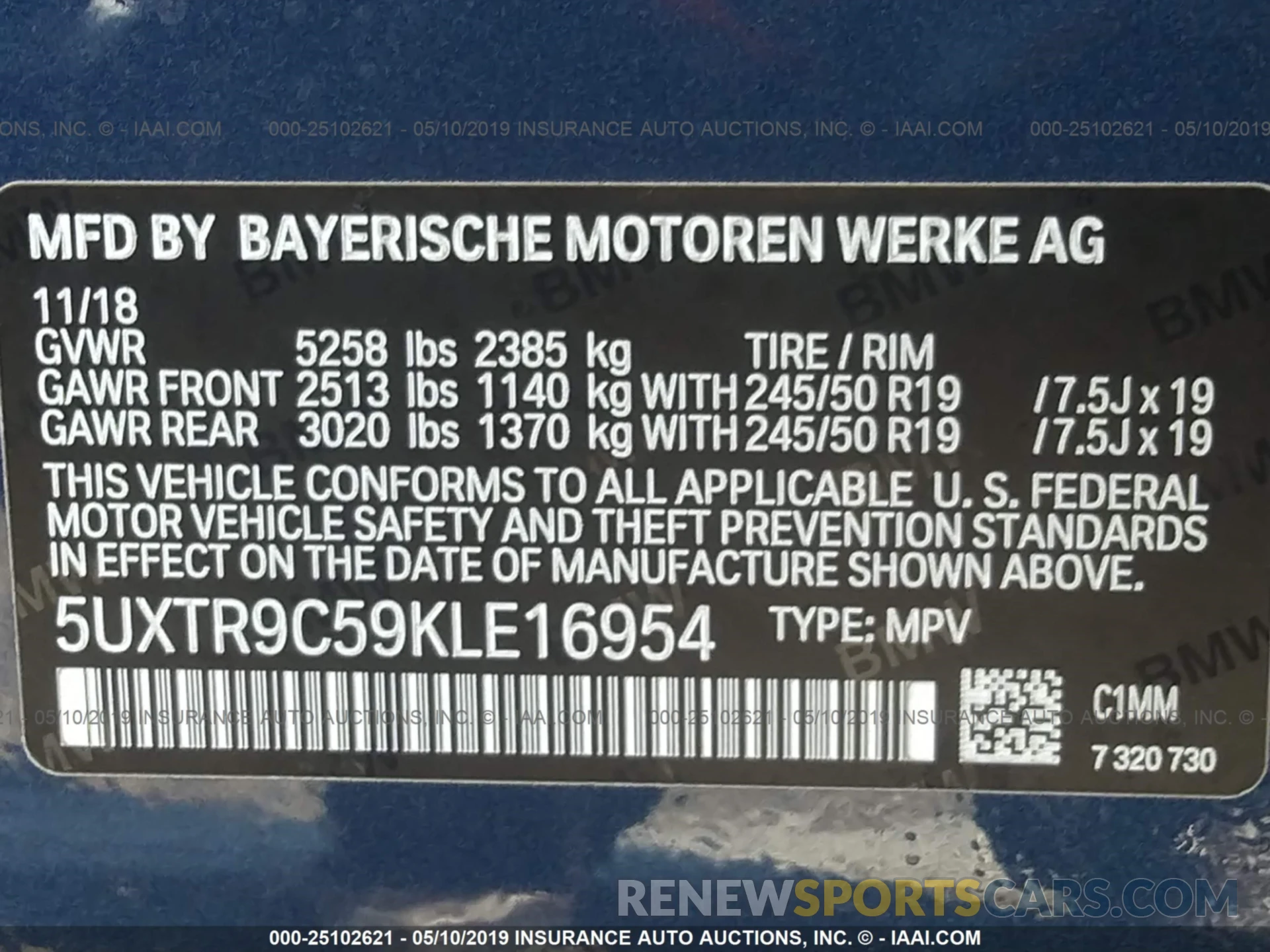 9 Фотография поврежденного автомобиля 5UXTR9C59KLE16954 BMW X3 2019
