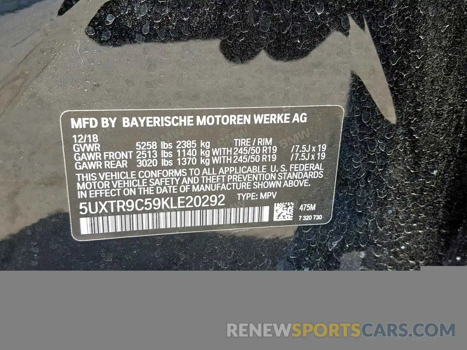 10 Фотография поврежденного автомобиля 5UXTR9C59KLE20292 BMW X3 2019