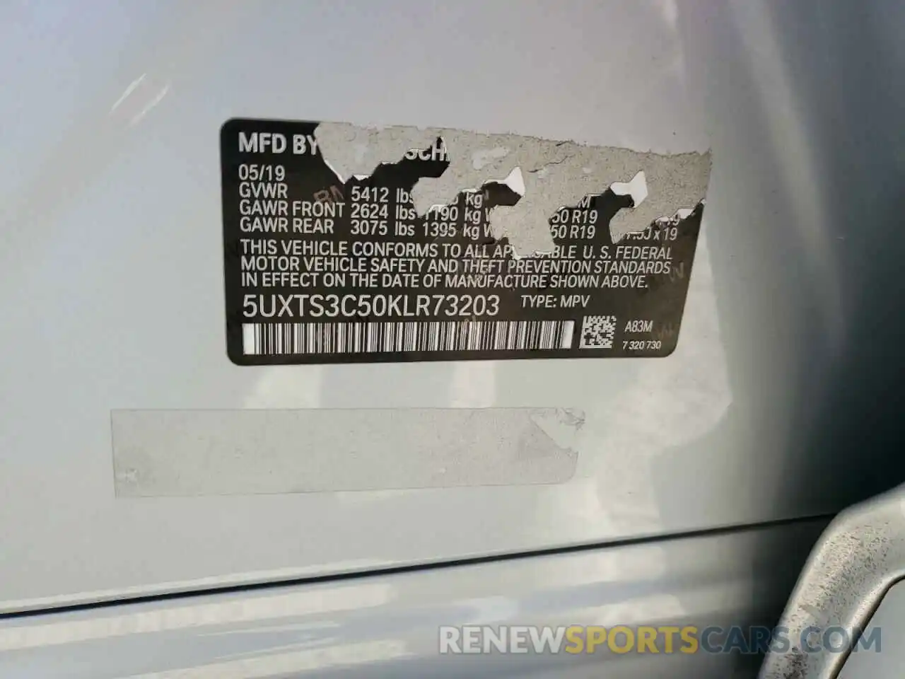 13 Photograph of a damaged car 5UXTS3C50KLR73203 BMW X3 2019