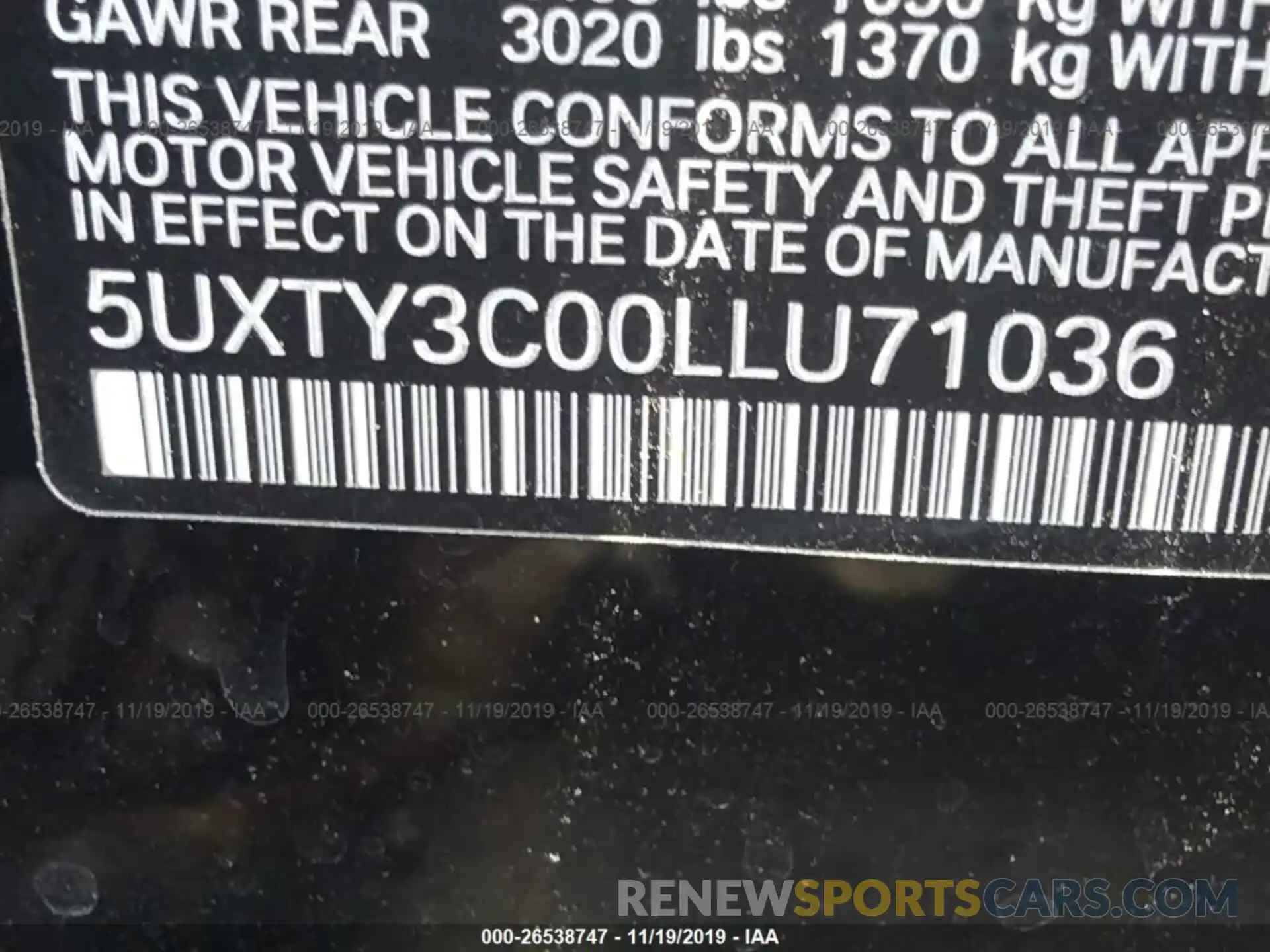 9 Photograph of a damaged car 5UXTY3C00LLU71036 BMW X3 2020