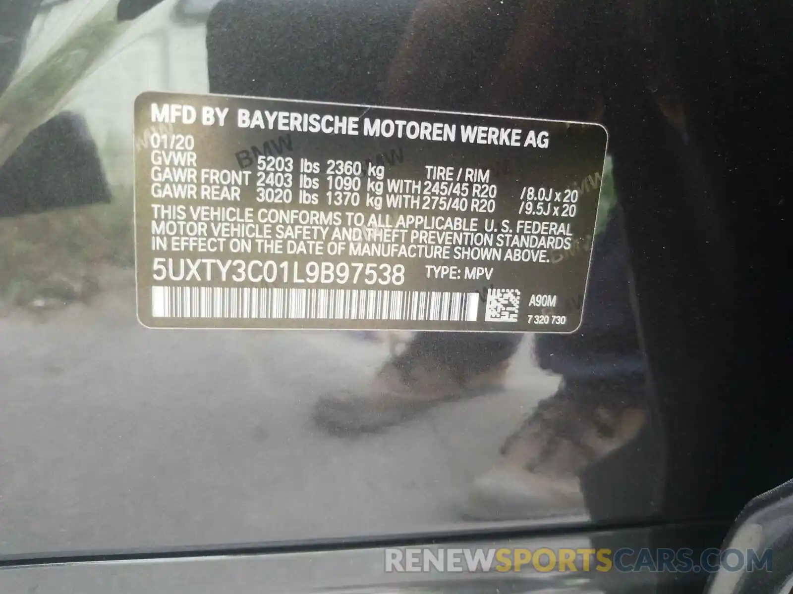 10 Photograph of a damaged car 5UXTY3C01L9B97538 BMW X3 2020