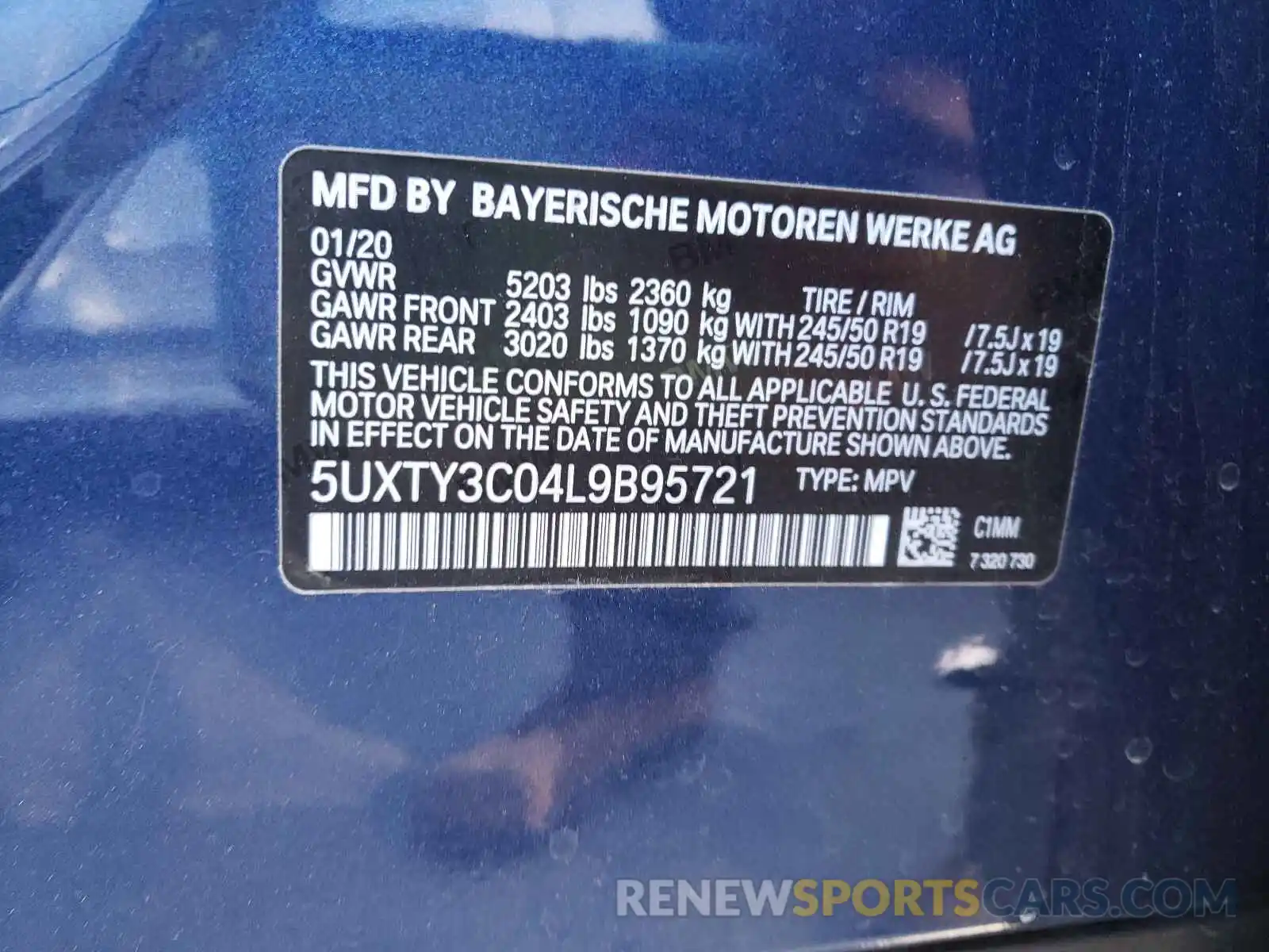 10 Фотография поврежденного автомобиля 5UXTY3C04L9B95721 BMW X3 2020