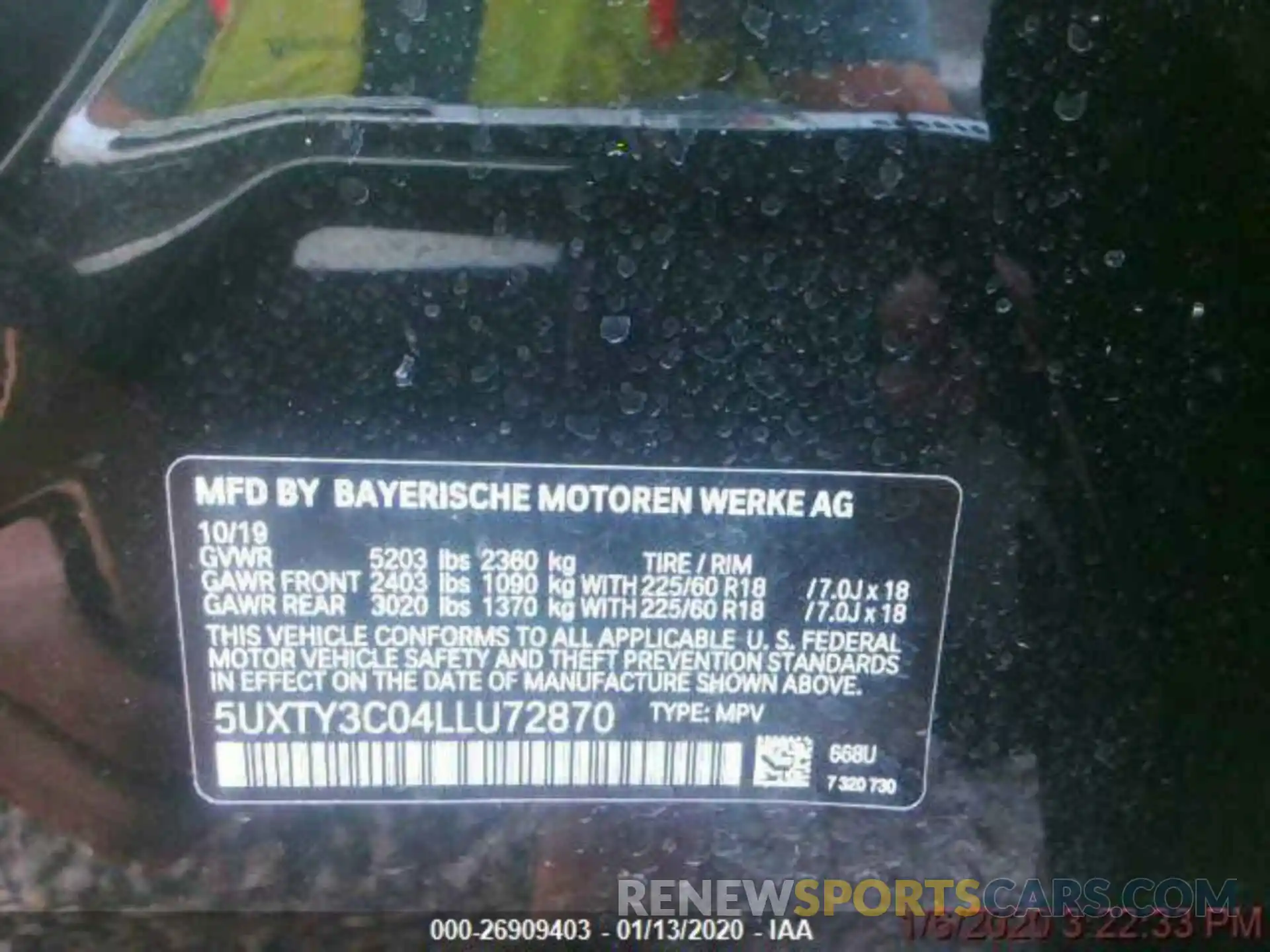 9 Photograph of a damaged car 5UXTY3C04LLU72870 BMW X3 2020