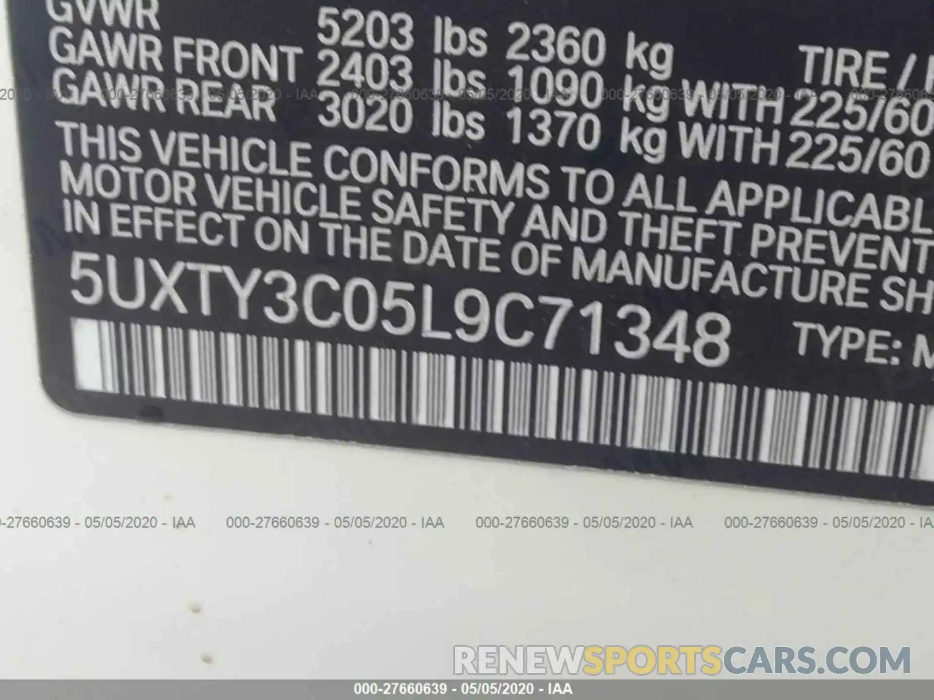 9 Photograph of a damaged car 5UXTY3C05L9C71348 BMW X3 2020
