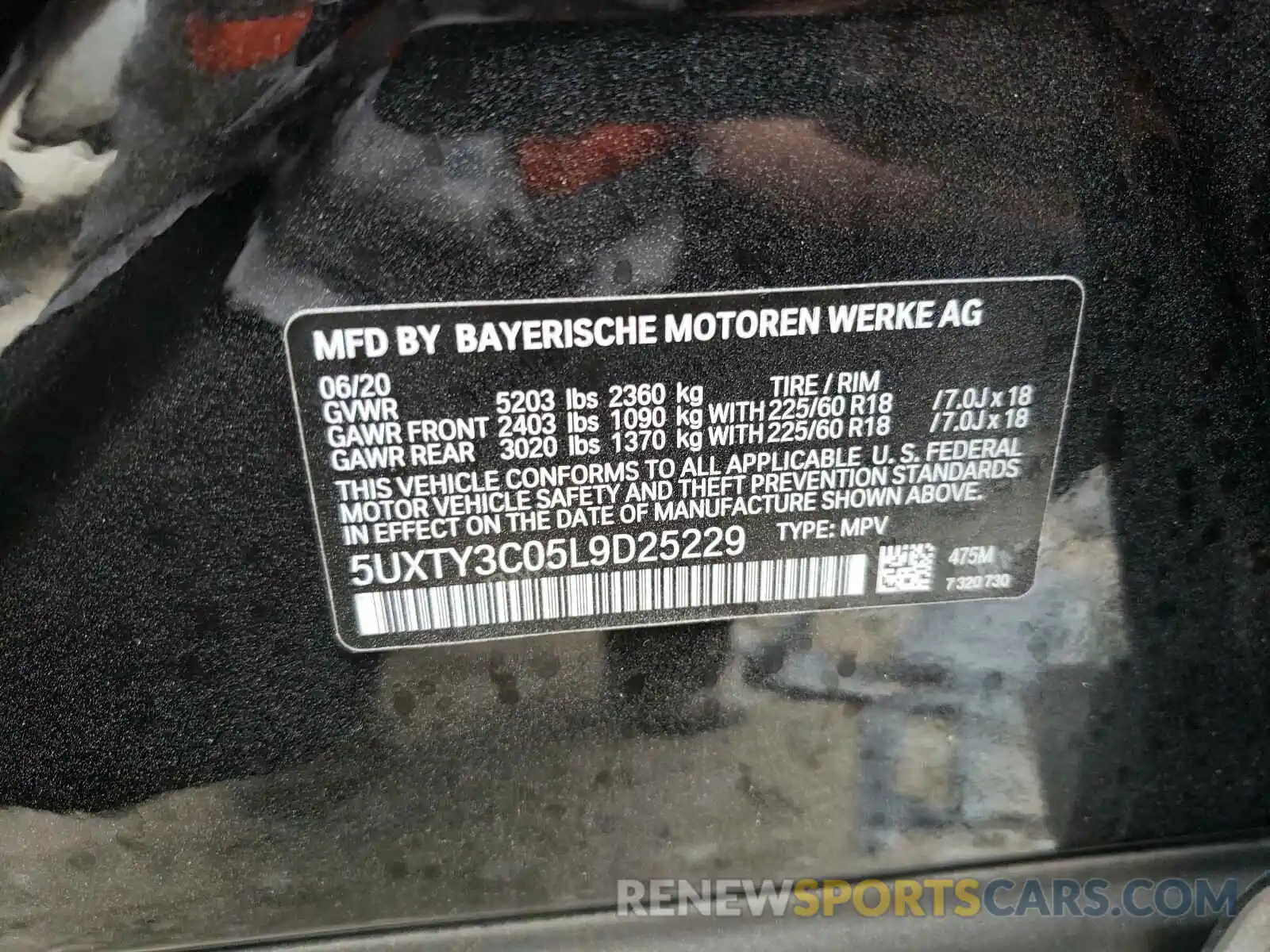 10 Photograph of a damaged car 5UXTY3C05L9D25229 BMW X3 2020