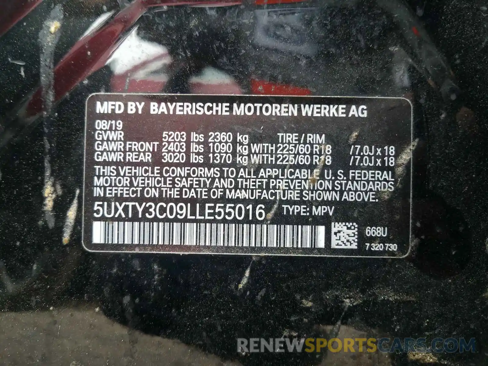 10 Photograph of a damaged car 5UXTY3C09LLE55016 BMW X3 2020