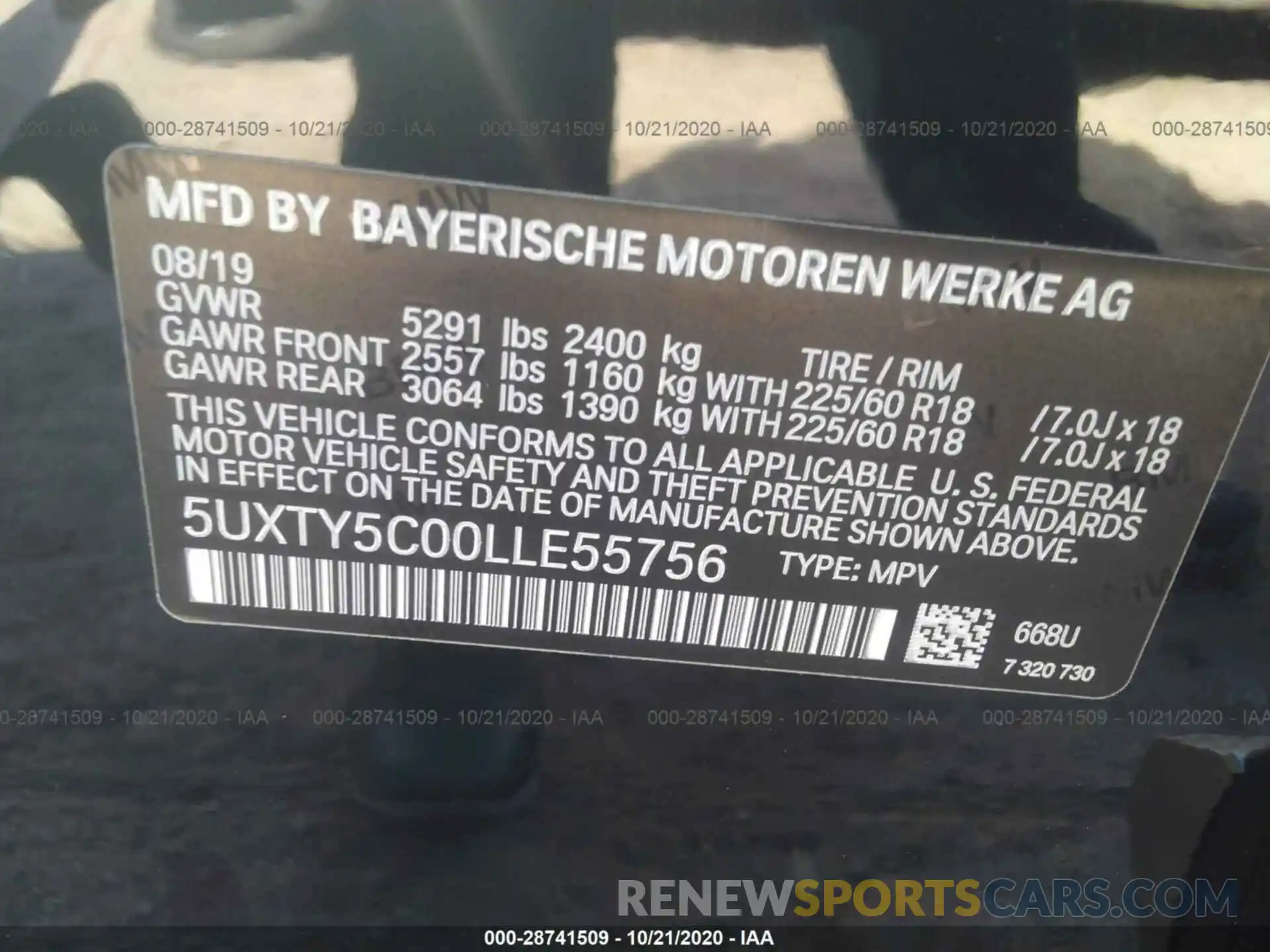 9 Фотография поврежденного автомобиля 5UXTY5C00LLE55756 BMW X3 2020