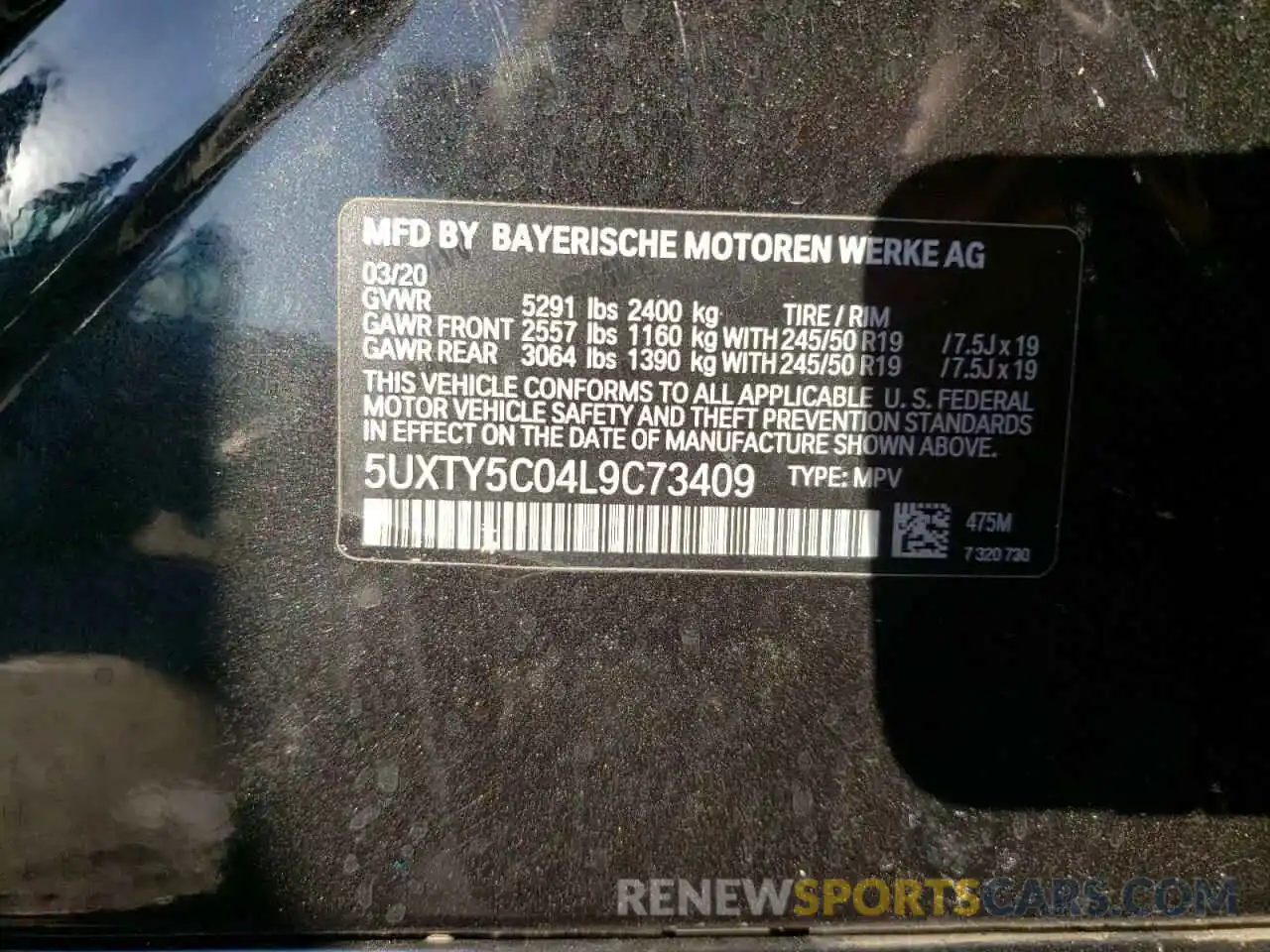 13 Photograph of a damaged car 5UXTY5C04L9C73409 BMW X3 2020