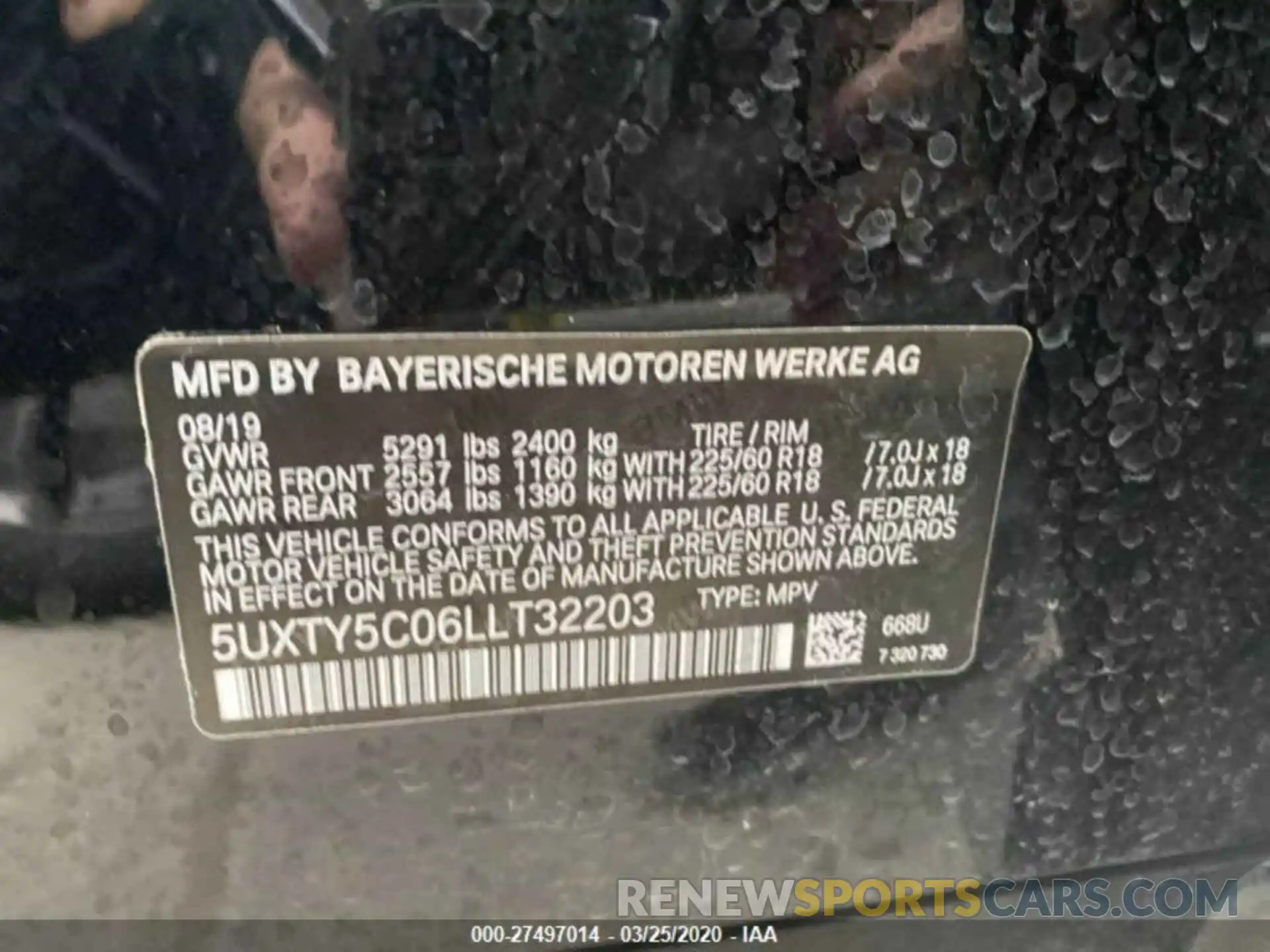 10 Photograph of a damaged car 5UXTY5C06LLT32203 BMW X3 2020
