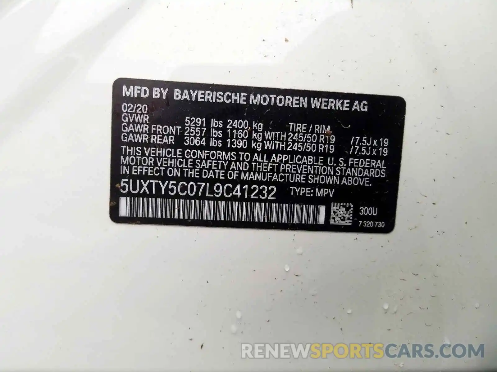 10 Фотография поврежденного автомобиля 5UXTY5C07L9C41232 BMW X3 2020
