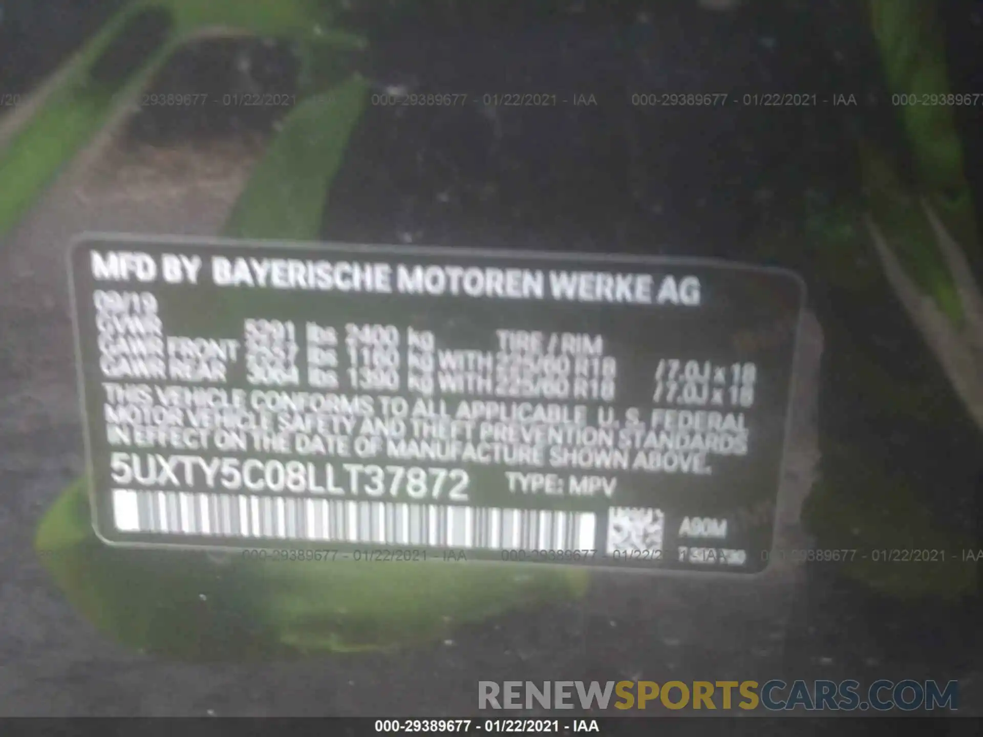 9 Photograph of a damaged car 5UXTY5C08LLT37872 BMW X3 2020
