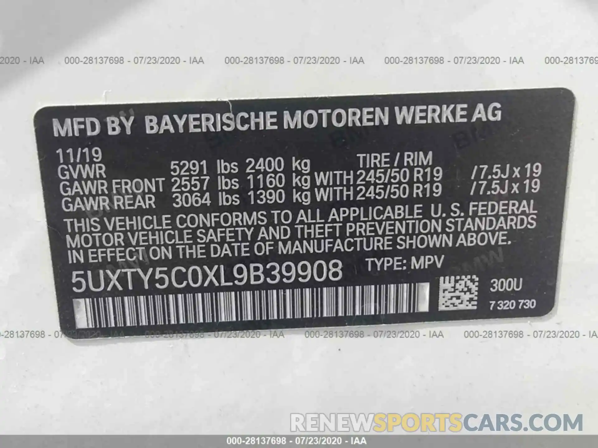 9 Фотография поврежденного автомобиля 5UXTY5C0XL9B39908 BMW X3 2020