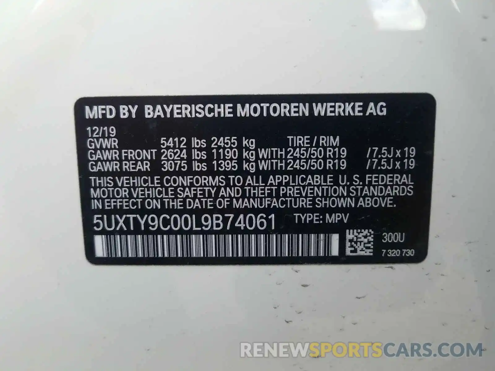 10 Photograph of a damaged car 5UXTY9C00L9B74061 BMW X3 2020