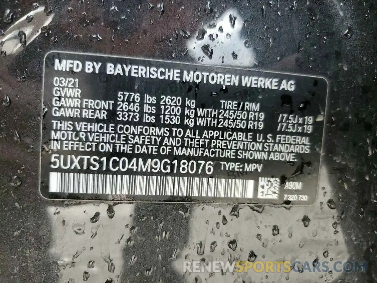 13 Фотография поврежденного автомобиля 5UXTS1C04M9G18076 BMW X3 2021