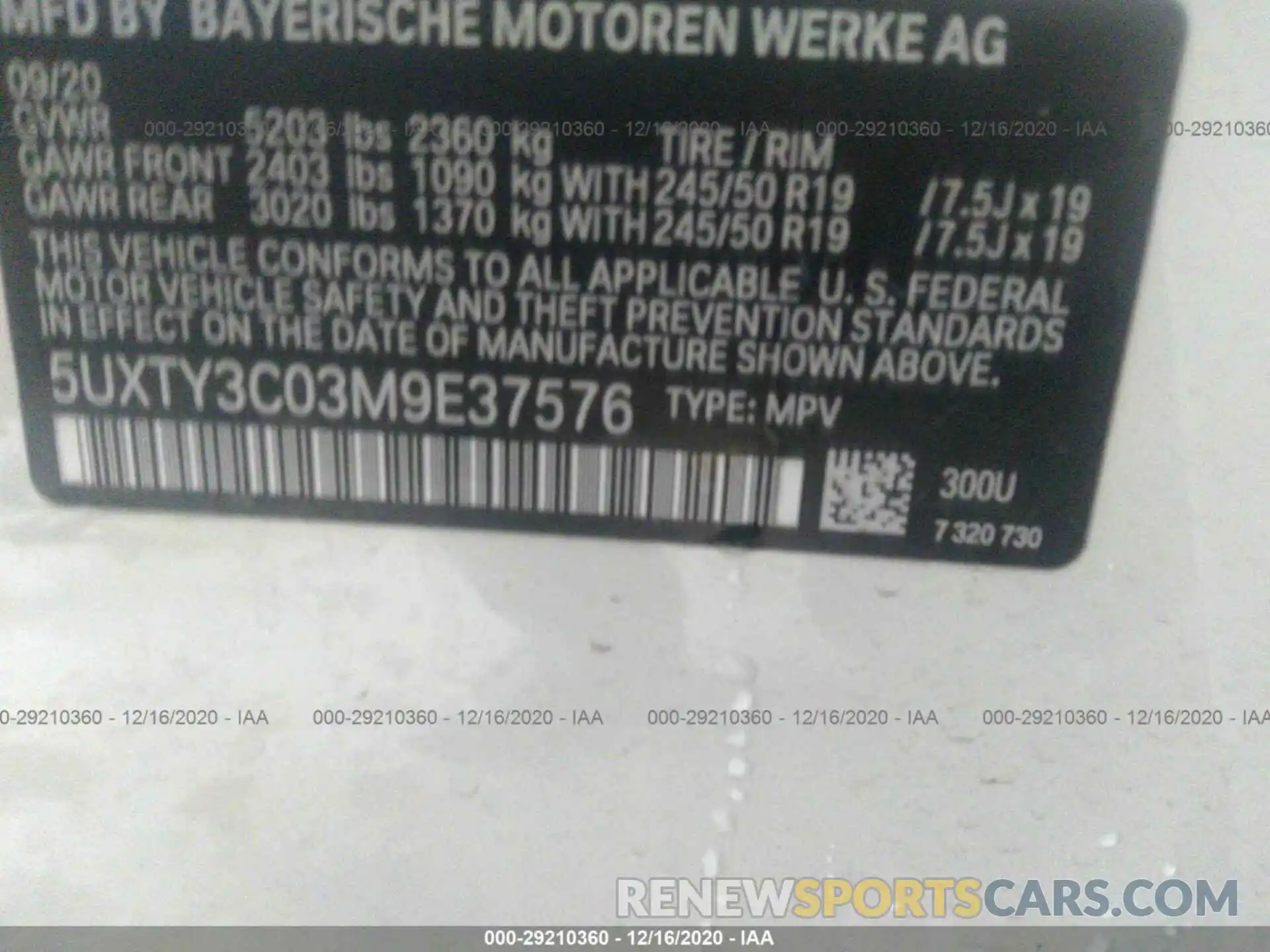 9 Photograph of a damaged car 5UXTY3C03M9E37576 BMW X3 2021
